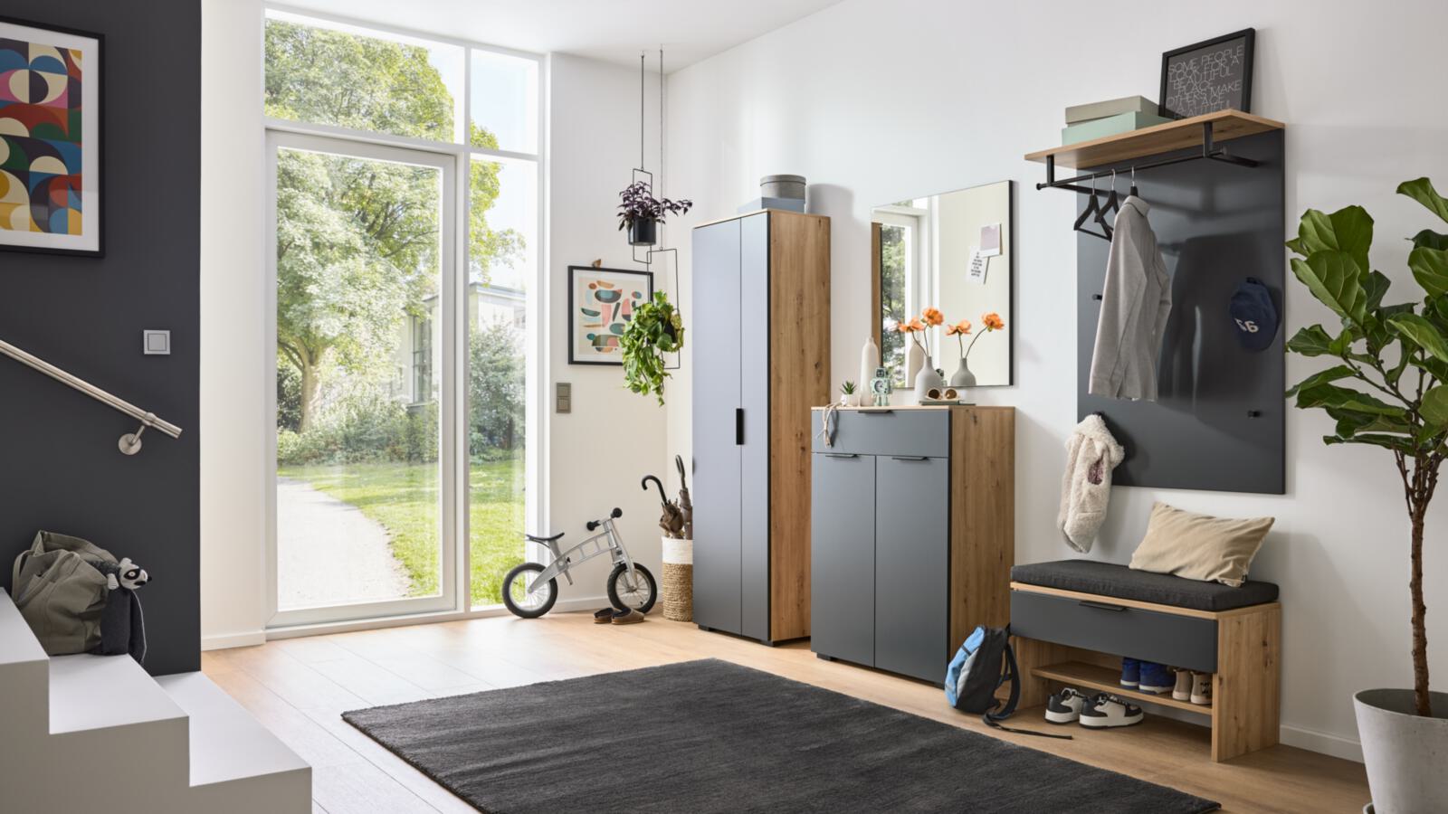 Sitzkissen in Stoff silber-anthrazit