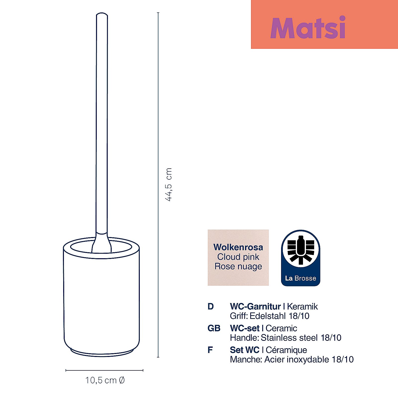 WC-Garnitur Matsi, Rauchrohr, Bürste, Gerät, Werkzeug