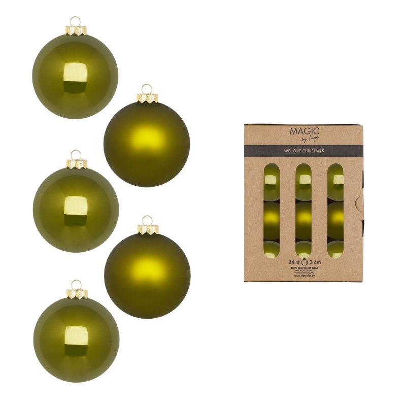 Kugel 3cm in Farbe Green Olives (24 Stück/Box), Zubehor, Ohrring, Schmuck, Sphäre