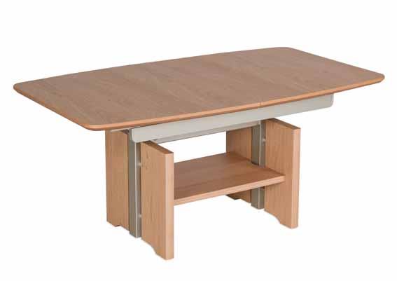 Couchtisch 2324-EBI in Holzfarben Couchtisch mit Lift, ca. 120 (160) x 70 x 54 - 73 cm in Eiche bianco, Moebel, Tabelle, Esstisch, Kaffeetisch, Sperrholz