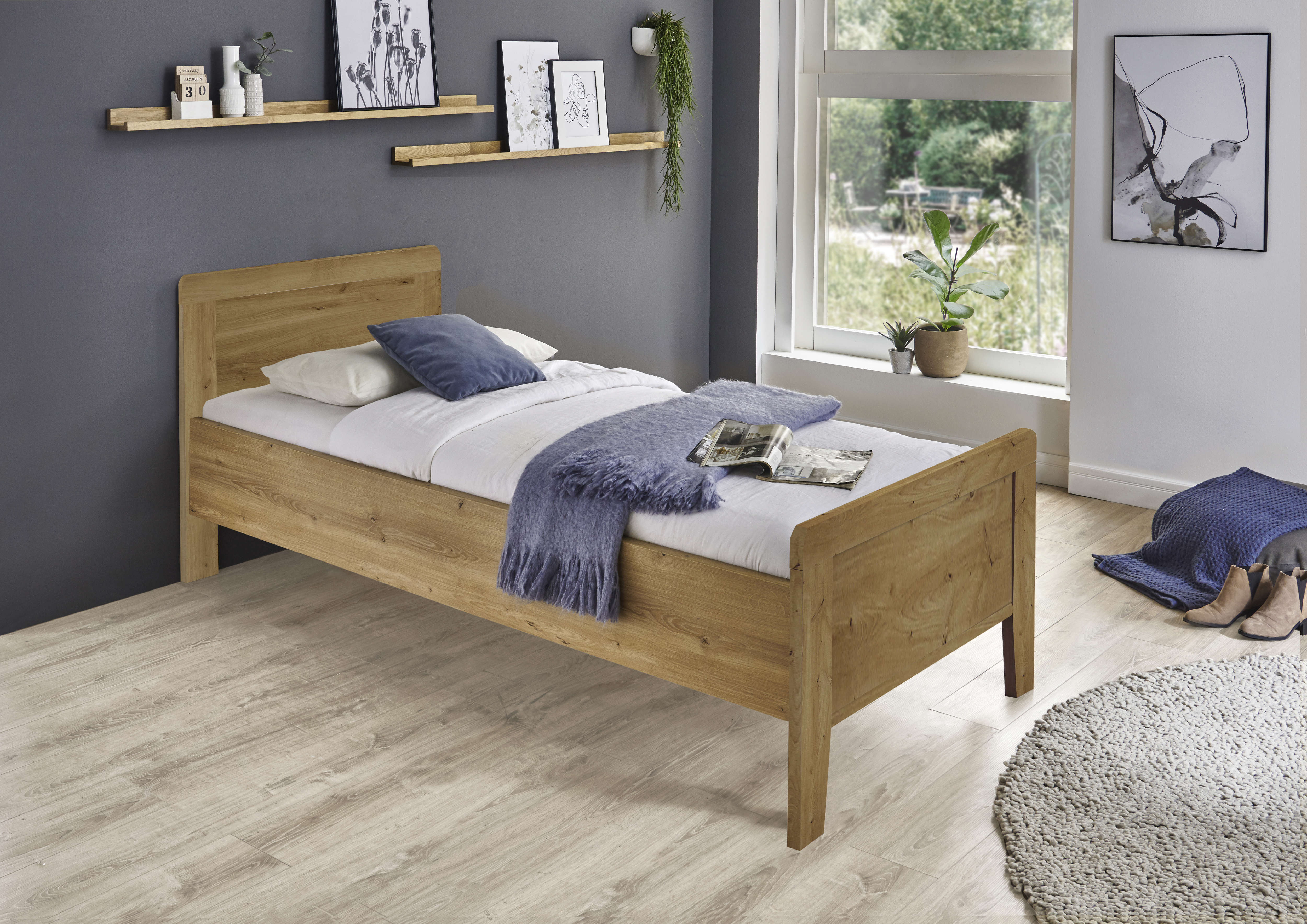 Wiemann Komfortbett BERN ca. 109 x 207 cm in **Bianco Eiche Nachbildung 062