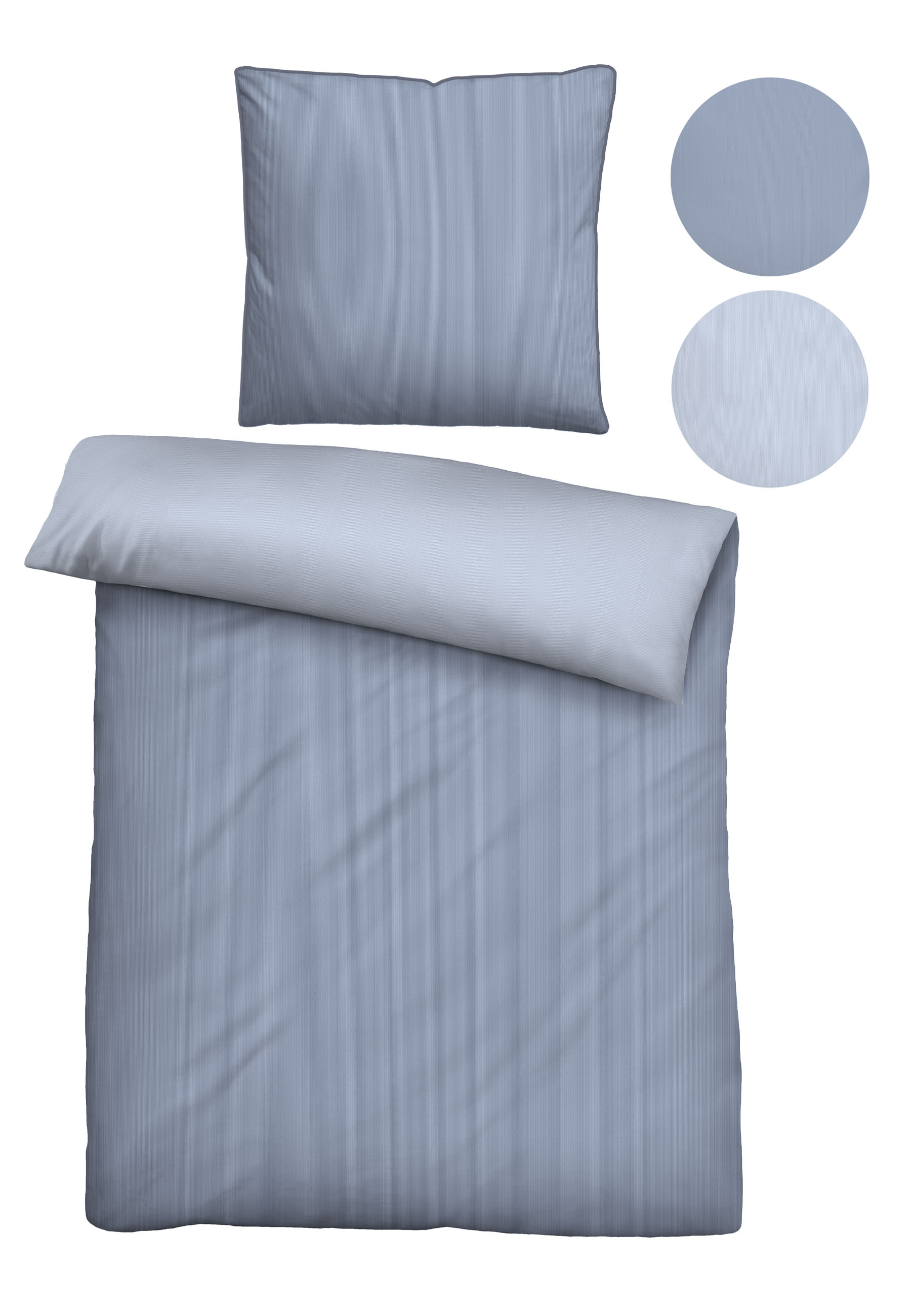 Biberna Mako-Satin-Bettwäsche ca. 155x220cm in Farbe Blau
