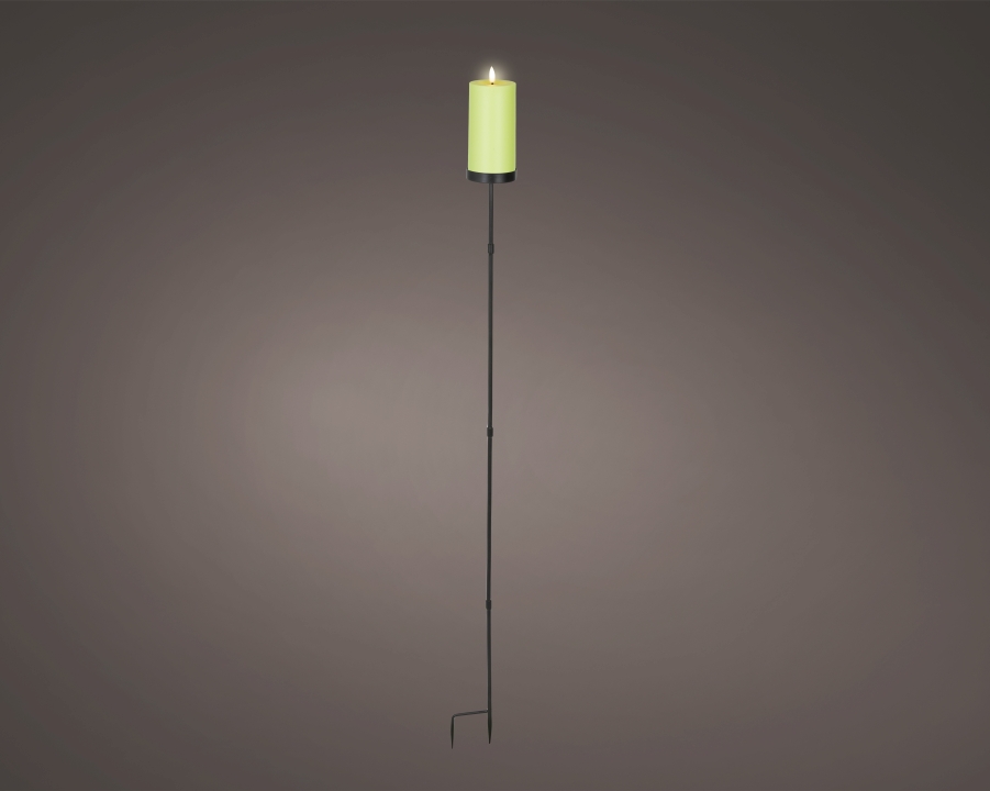 Kaemingk Solar Kerze ca. H117 cm, D7 cm in Fb. grün/warmes weiss
