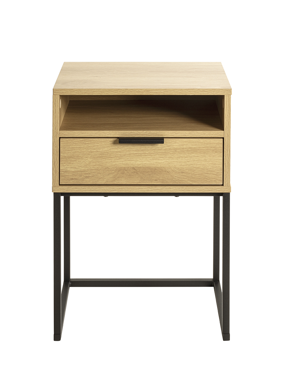 Konsole MALMÖ 40D in Farbe Eiche natur, Schwarz Haku Möbel Konsole MALMÖ 40D in Farbe Eiche natur, Schwarz, Nachttisch, Beistelltisch, Holz, Eiche, Schublade