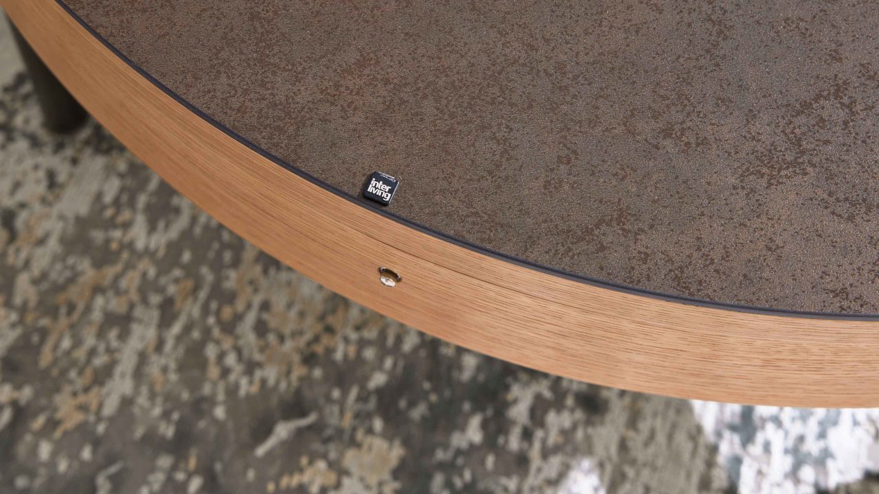 Interliving Beistelltisch IL 6216 Ø ca. 85cm in Keramik Titan/Korpus MDF Eiche
