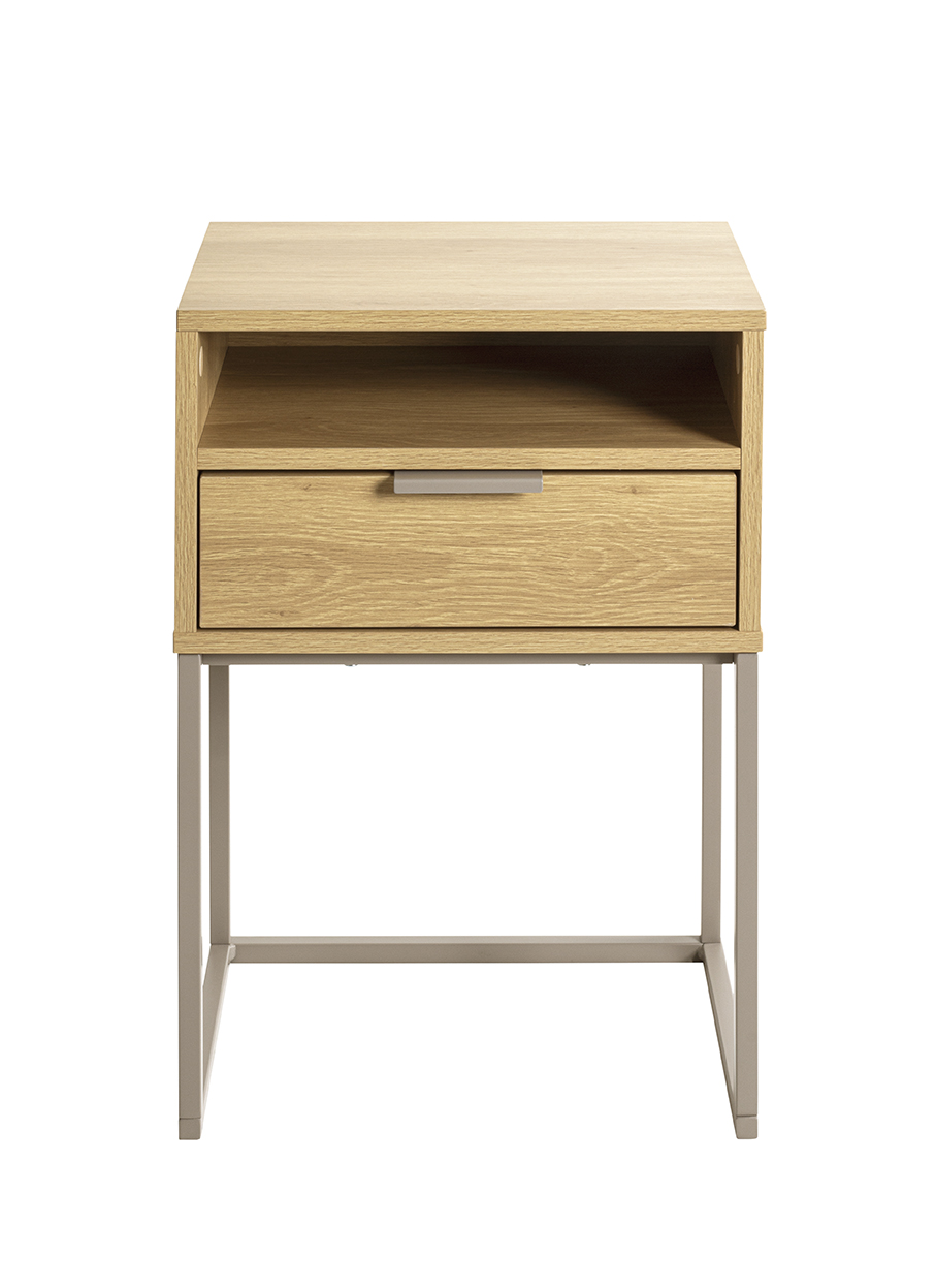 Konsole MALMÖ 40D in Farbe Eiche natur, Kaschmirbraun Haku Möbel Konsole MALMÖ 40D in Farbe Eiche natur, Kaschmirbraun, Nachttisch, Nachtkonsole, Holz, Eiche, Schublade