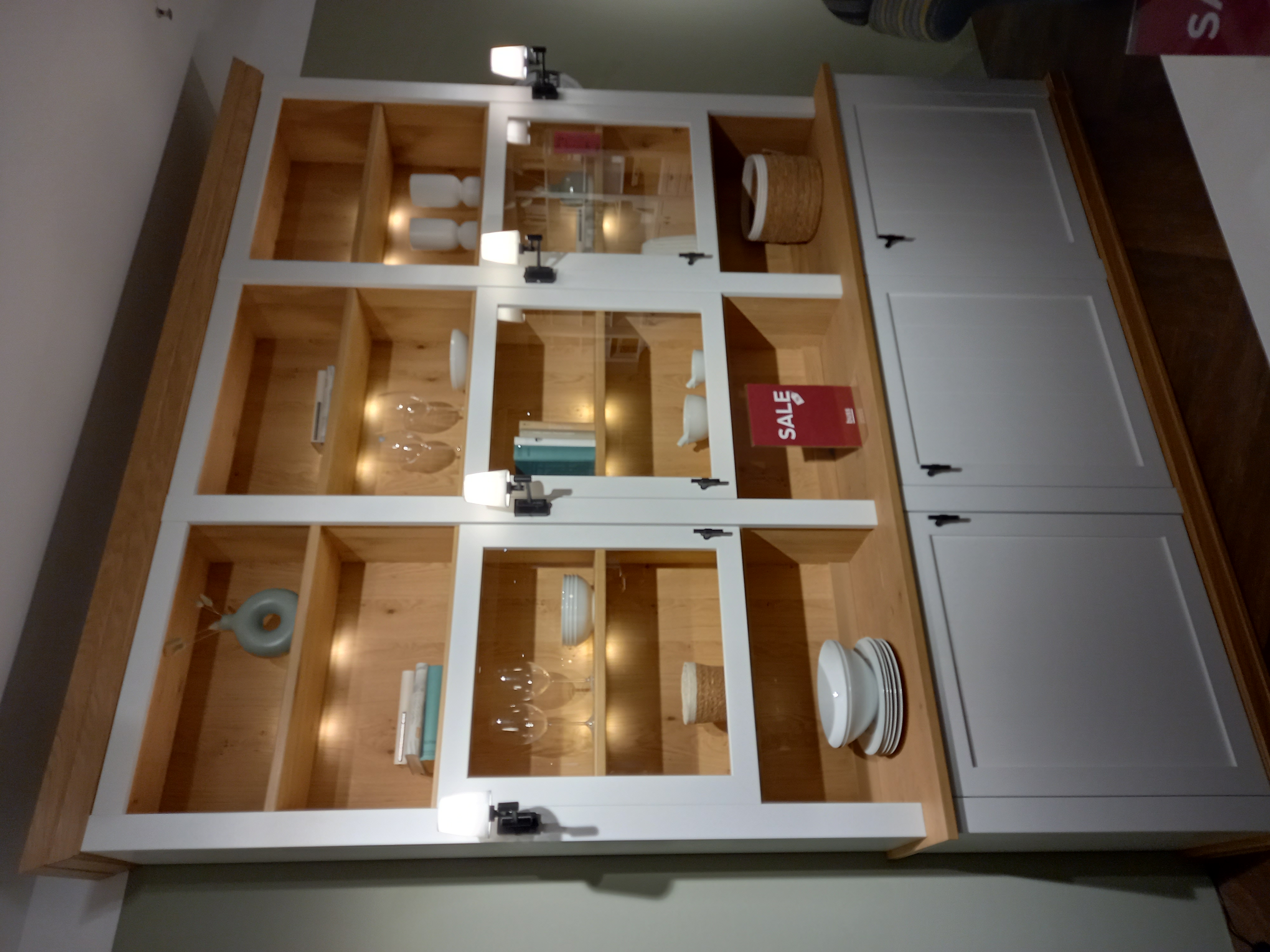 SCHÖNER WOHNEN-Kollektion Bücherwand VILAGE ca. B238 H266 T43/33 cm in weiß / Akzent Asteiche PG.1, Kabinett, Mobiliar, Innenarchitektur, Schrank, Regal