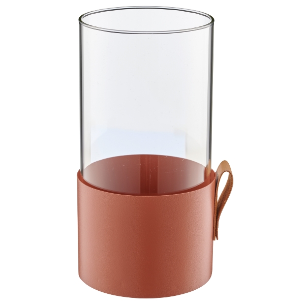 Roomio Metallwindlicht JAZIK Durchmesser ca. 8 cm, Höhe ca. 10,5 cm in Fb. amber, Pokal, Glas