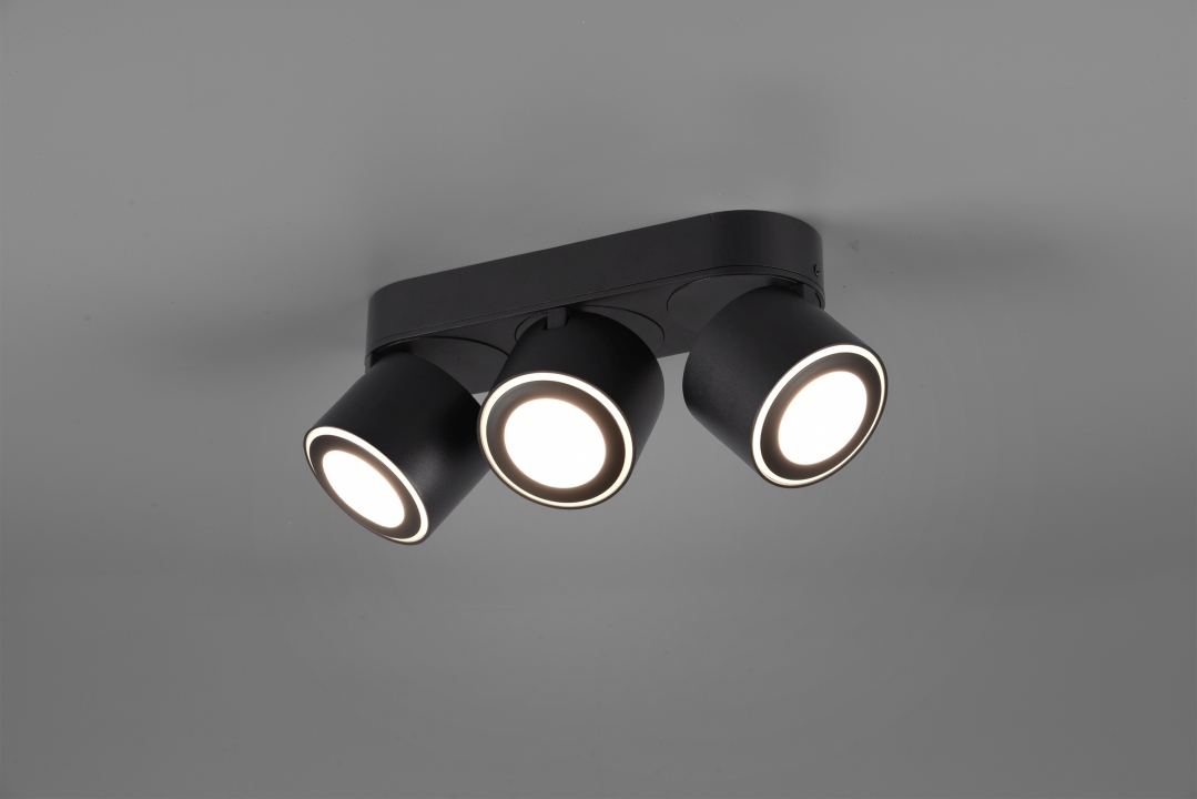 Trio LED-Deckenleuchte TAURUS 3-flammig in Farbe schwarz matt