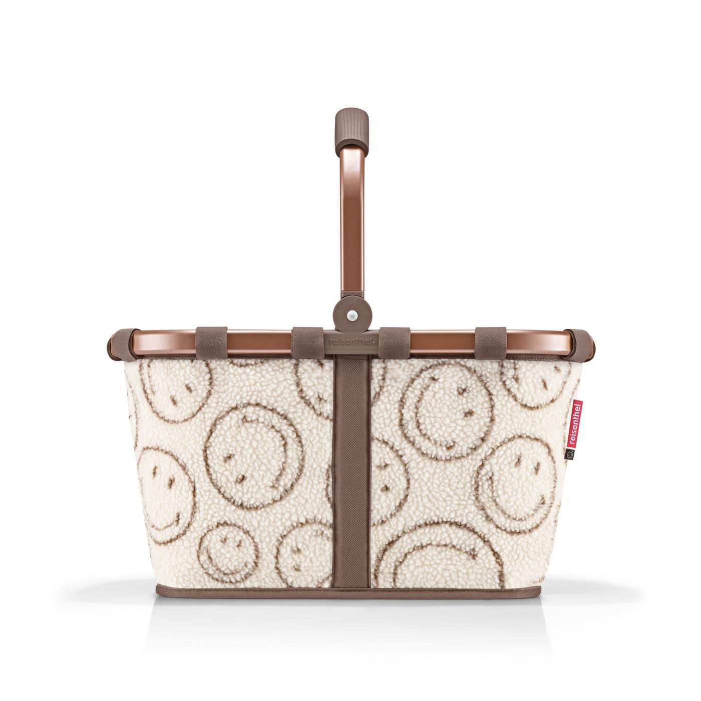 Reisenthel CARRYBAG in Farbe smiley® teddy chocolate, carryall, cosy, Schneeball-Muster, Fleece, brauner Gurt