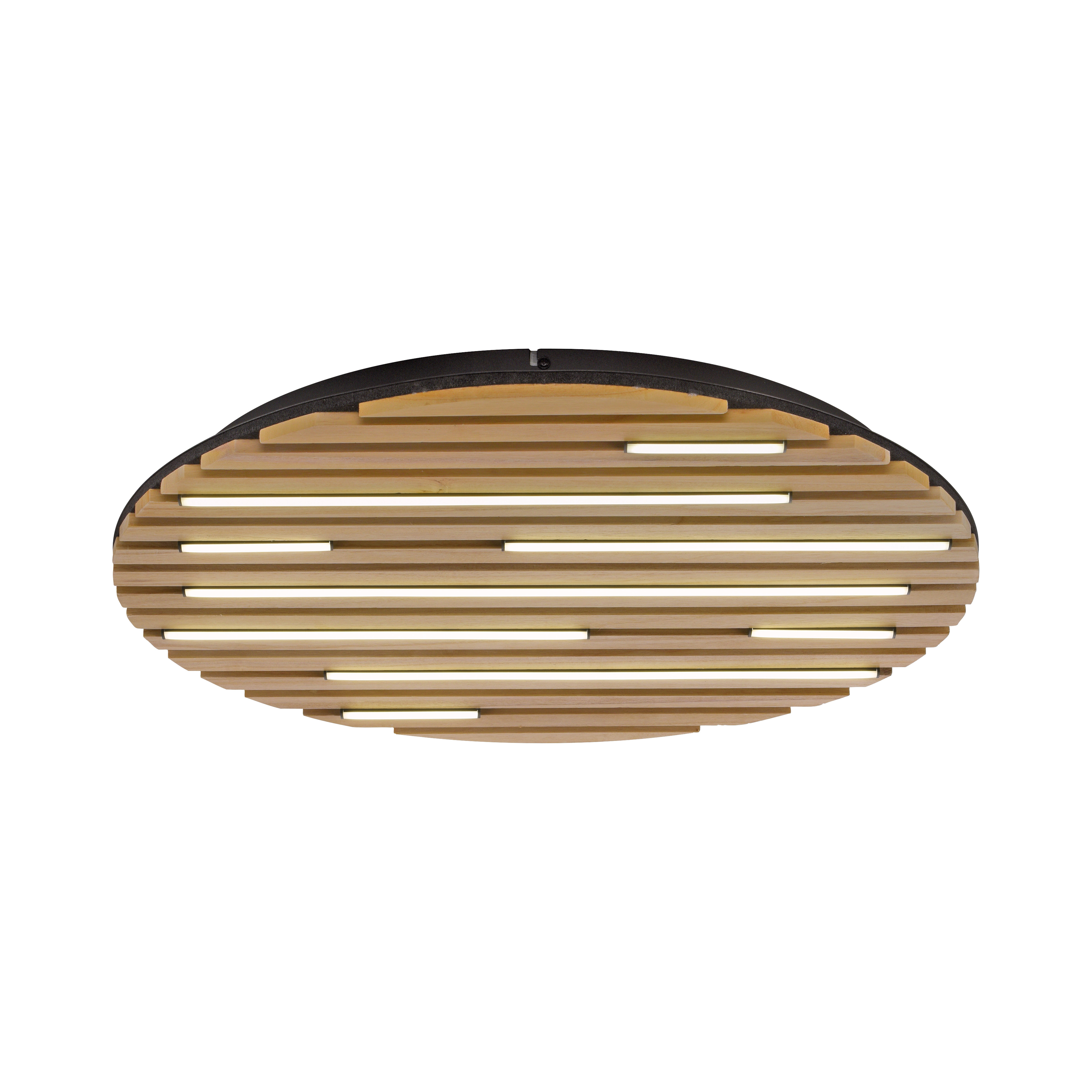 Paul Neuhaus LED-Wand- und Deckenleuchte Q-AKUSTIK 1-flammig in Farbe holz-natur, decke, lampe, holz, oval, wandlampe