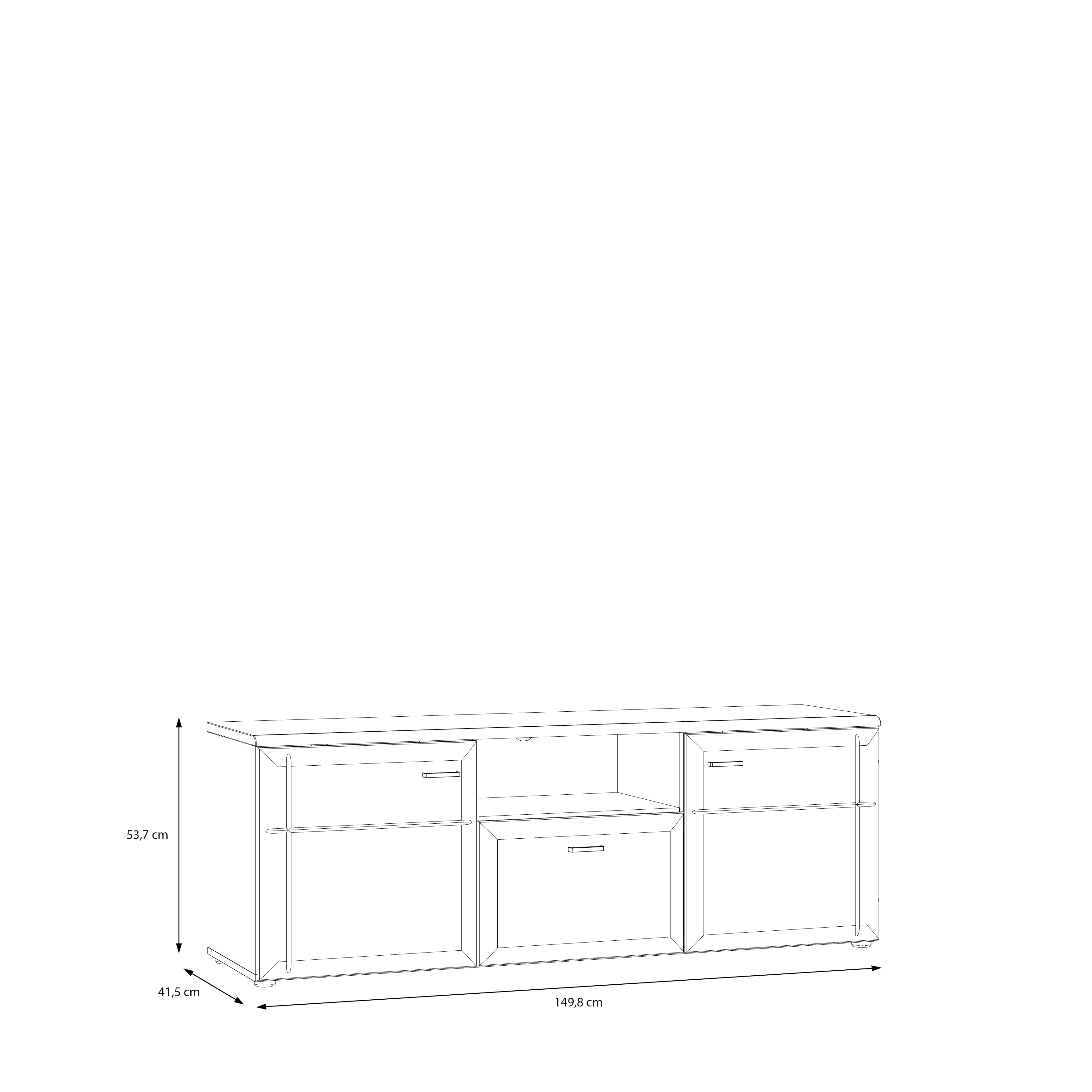 Forte Fabryki Mebli TV-Unterschrank AKINORI ca.B150 H54 T42 cm in D108 Novella Eiche