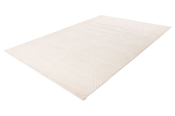 Webteppich NANCY ca. 160x230cm in Farbe beige-ivory, Teppich, Wandläufer, Geometrisches Muster, Cremefarben, Strukturiertes Gewebe