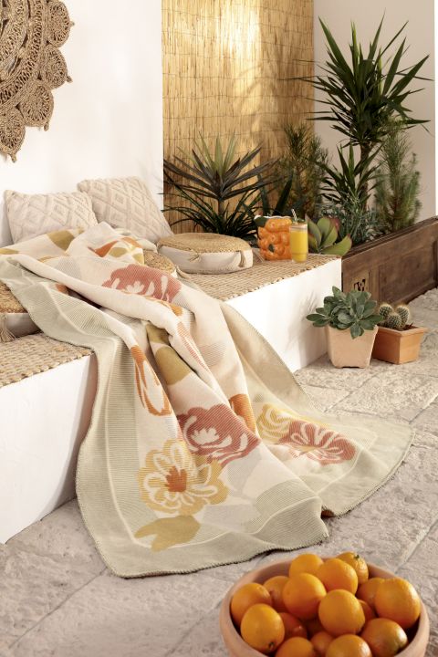 Biederlack Decke ca. 150x200cm in Farbe Bloom Frame, decke, Wohntextil, Pflanzenpflege, Muster, Blumen