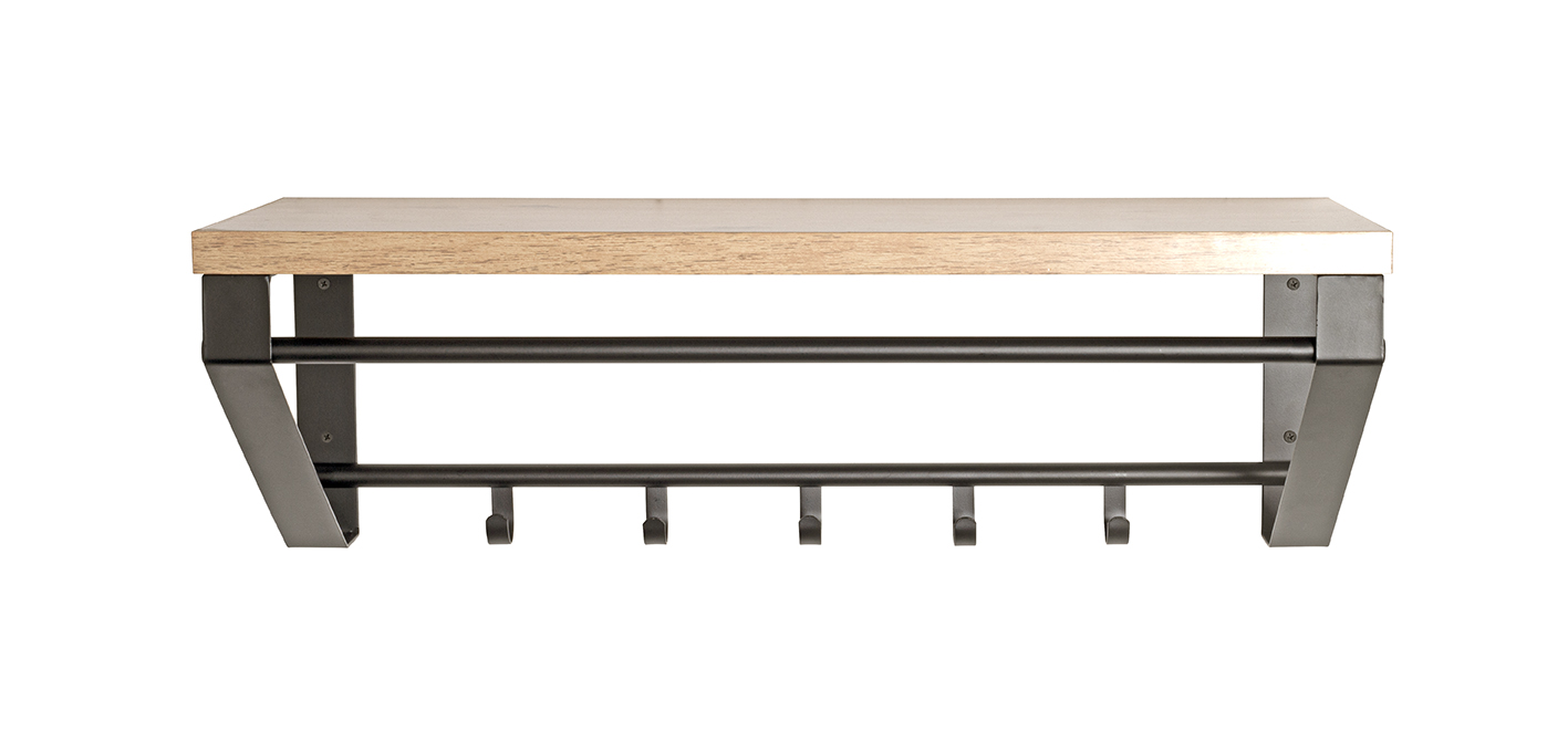 Haku Möbel Wandgarderobe ca. B70 H23 T30 cm in Metall schwarz pulverb., Kaffeetisch, Mobiliar, Tabelle, Bank