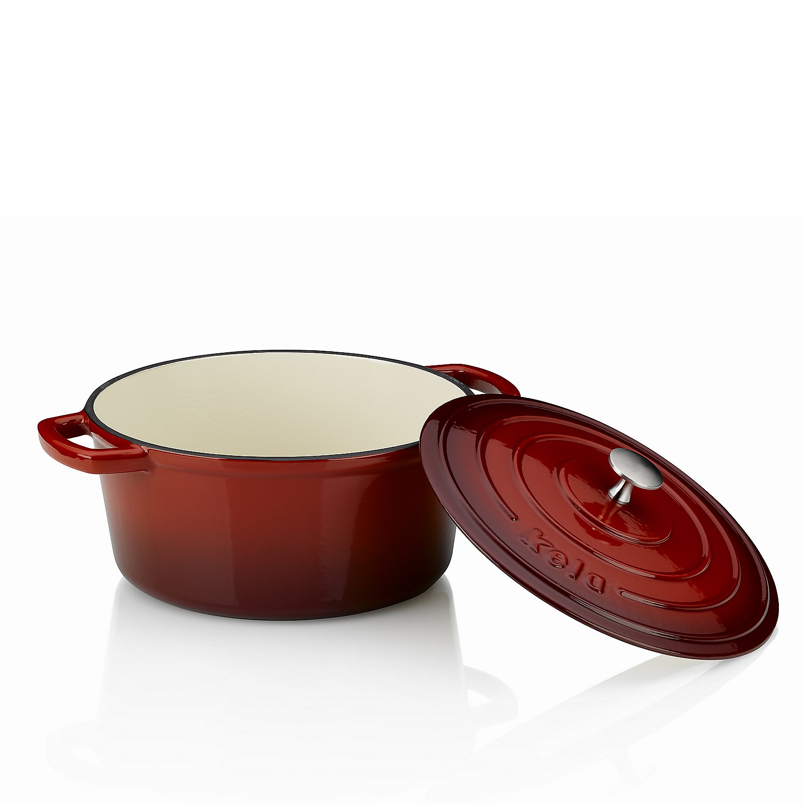 Kela Bräter CALIDO in Farbe rot, Kochtopf, Stieltopf, Eintopftopf, Emailliert, Roter Topf