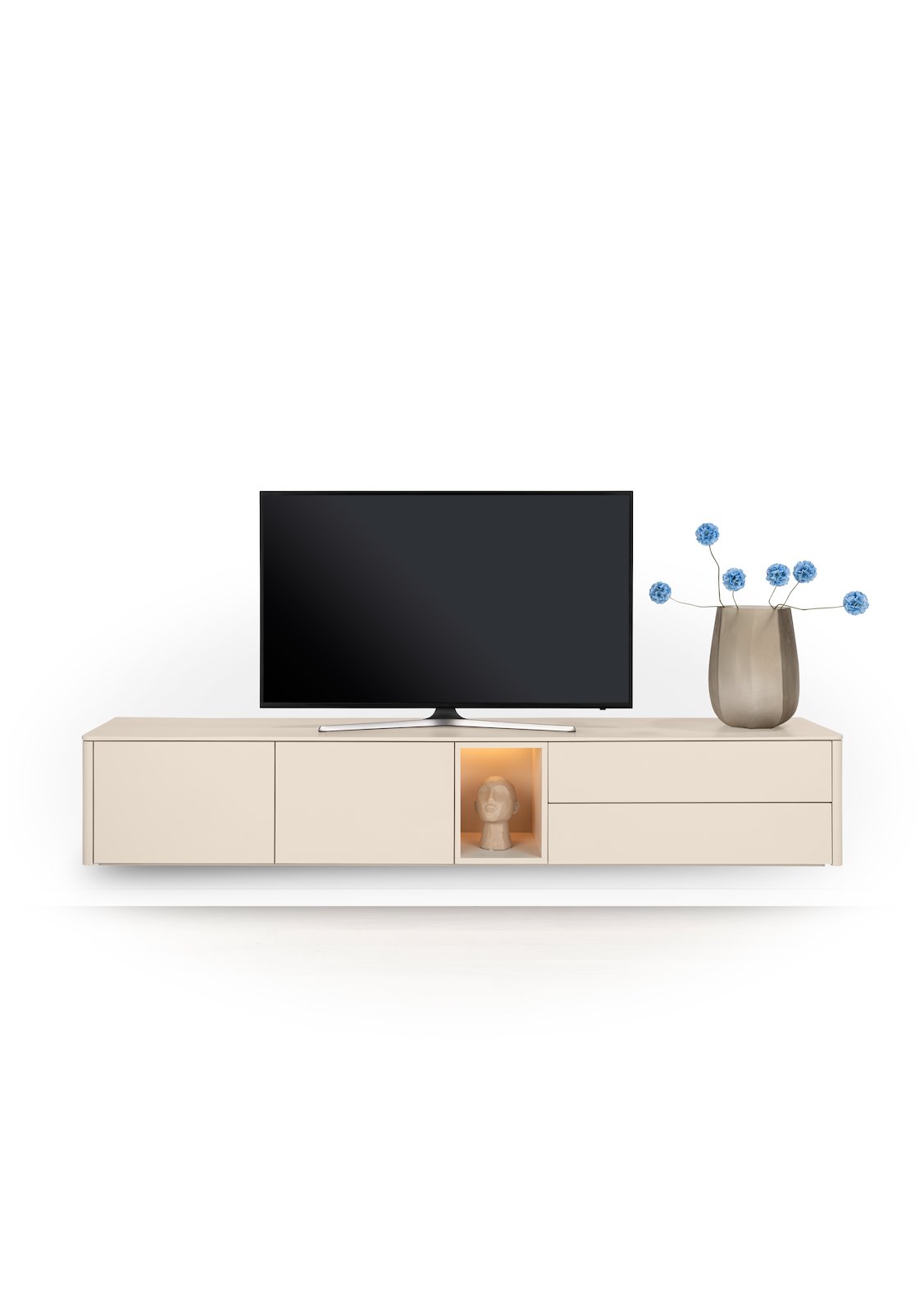 XOOON Lowboard TRENTINO ca. B240 H56 T42 cm in MDF creme lackiert, TV, Lowboard, TV-kommode, Vitrine, Blumen, Vase, Kunststoff?