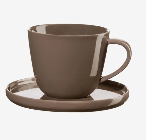 ASA Selection Kaffeetasse mit Unterteller COPPA in Farbe braun, Tasse, Kaffee-Tasse, Keramik, braun, Untertasse