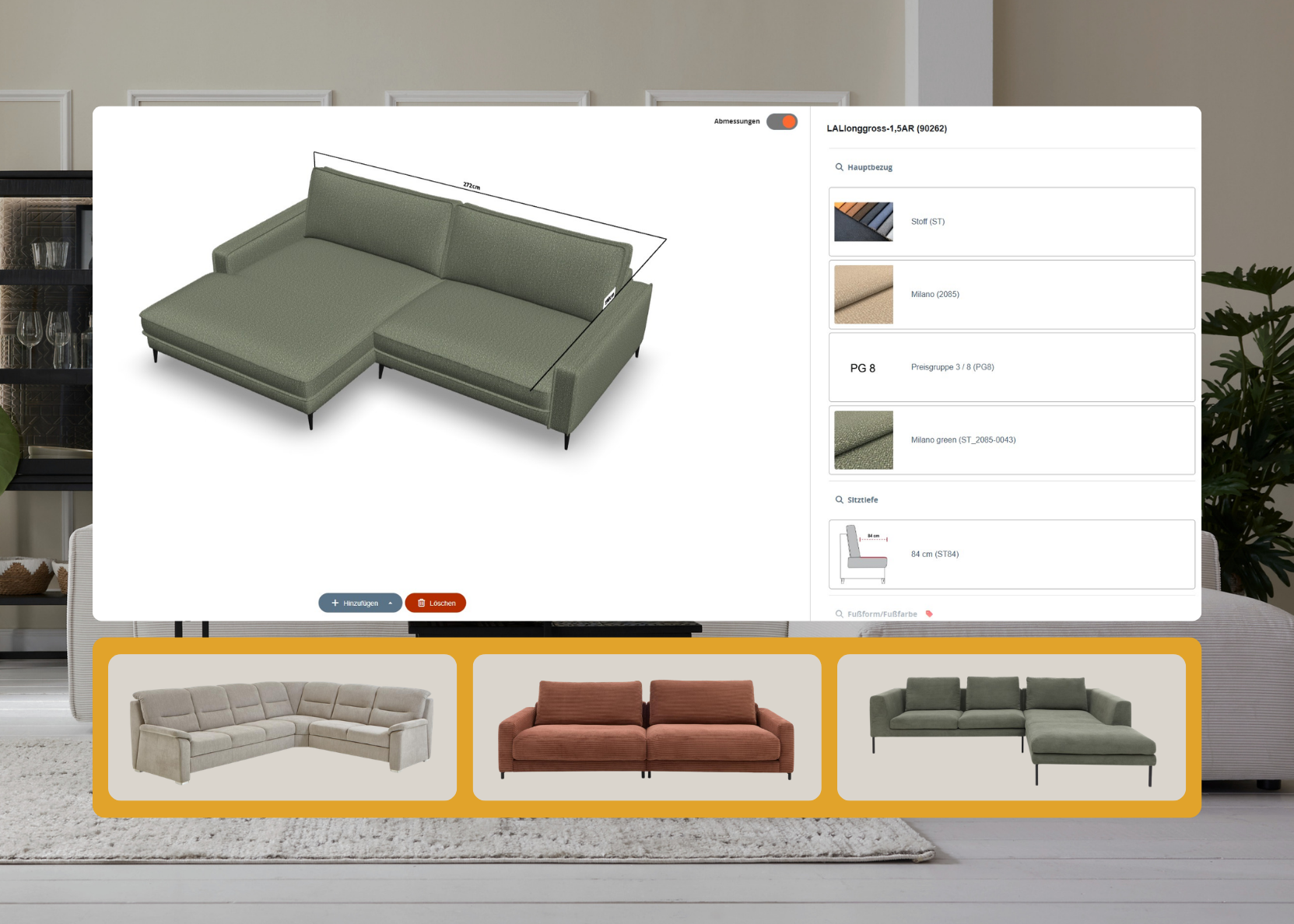 Sofa, Ecksofa, Grün, Samt, Modulares Design