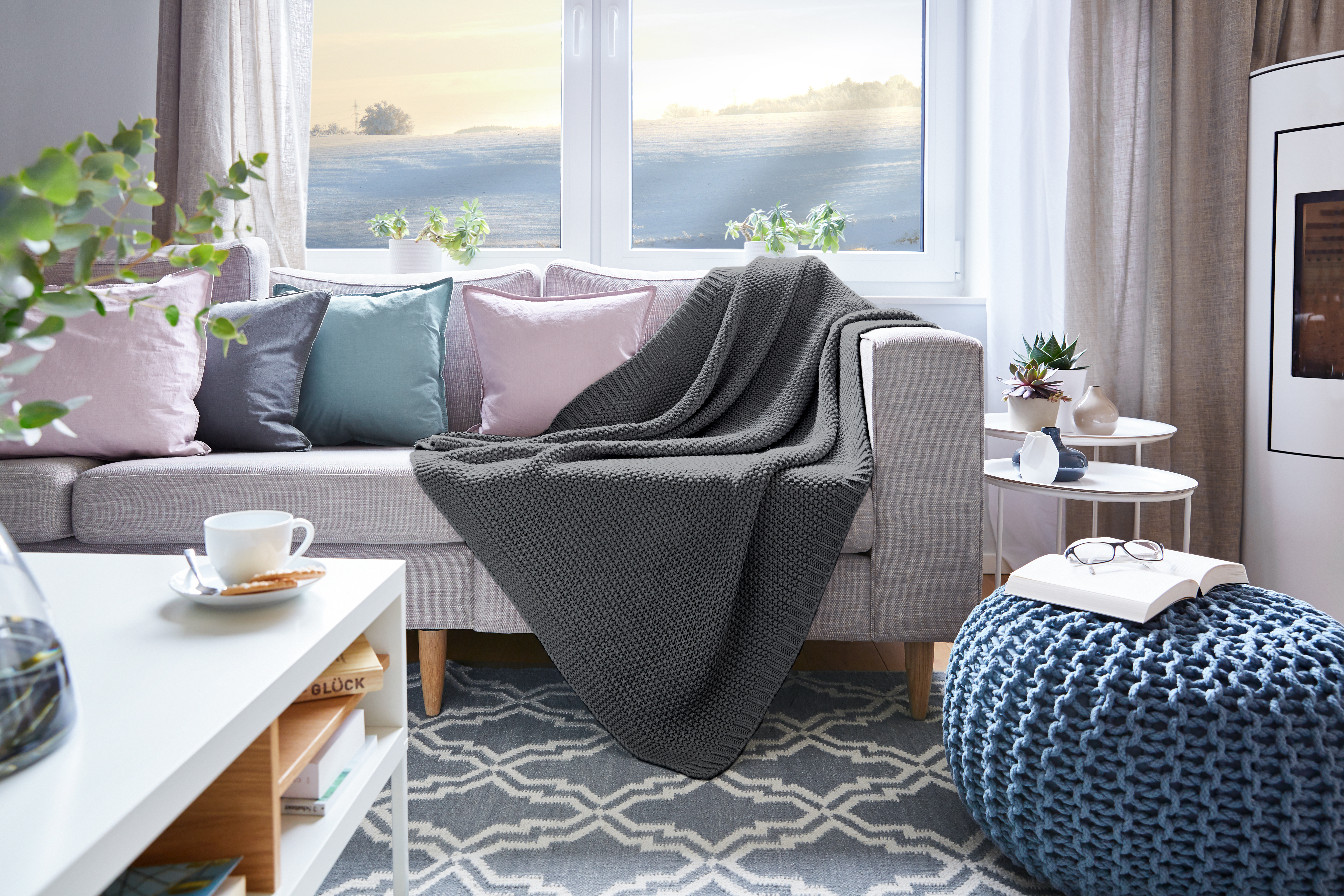 Strickdecke 130x170cm in Farbe anthrazit