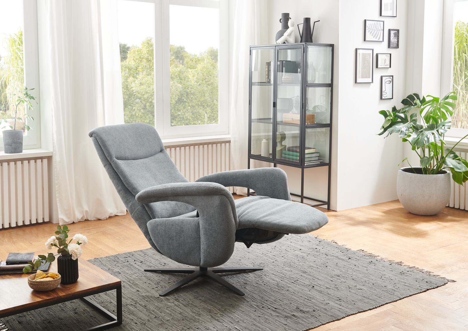 OrthoSedis Relaxsessel in Stoff Milan steel mit Sternfuß