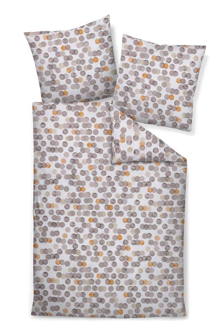 Janine Design Bettwäsche-Set 155x220cm PALERMO ca. 155x220cm in Farbe Greigeockergelb, bettwäsche, duvetbezug, kissenbezug, muster, punktdesign