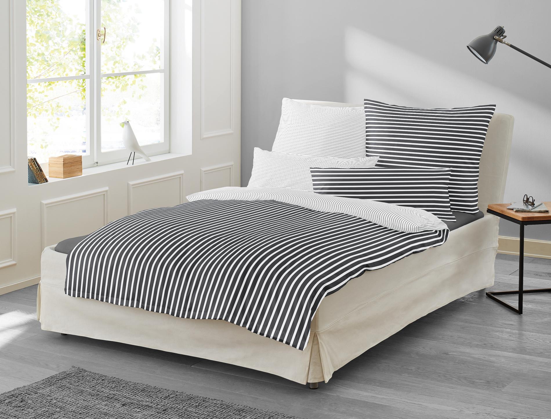 Irisette Mako-Satin-Bettwäsche NORA ca. 135x200 cm in Farbe grafit
