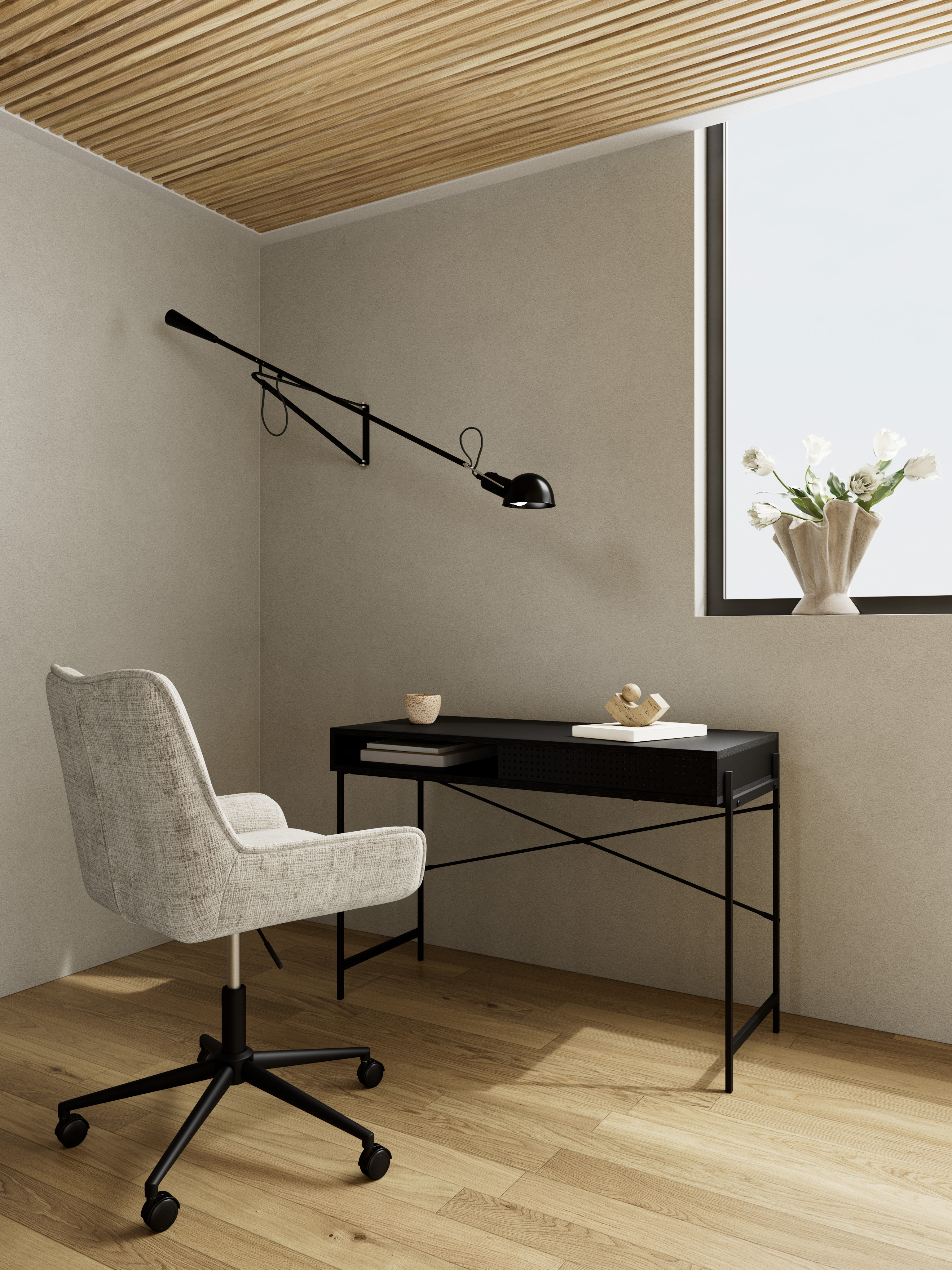 Bürostuhl EDDIE in Stoff Juto Beige 4