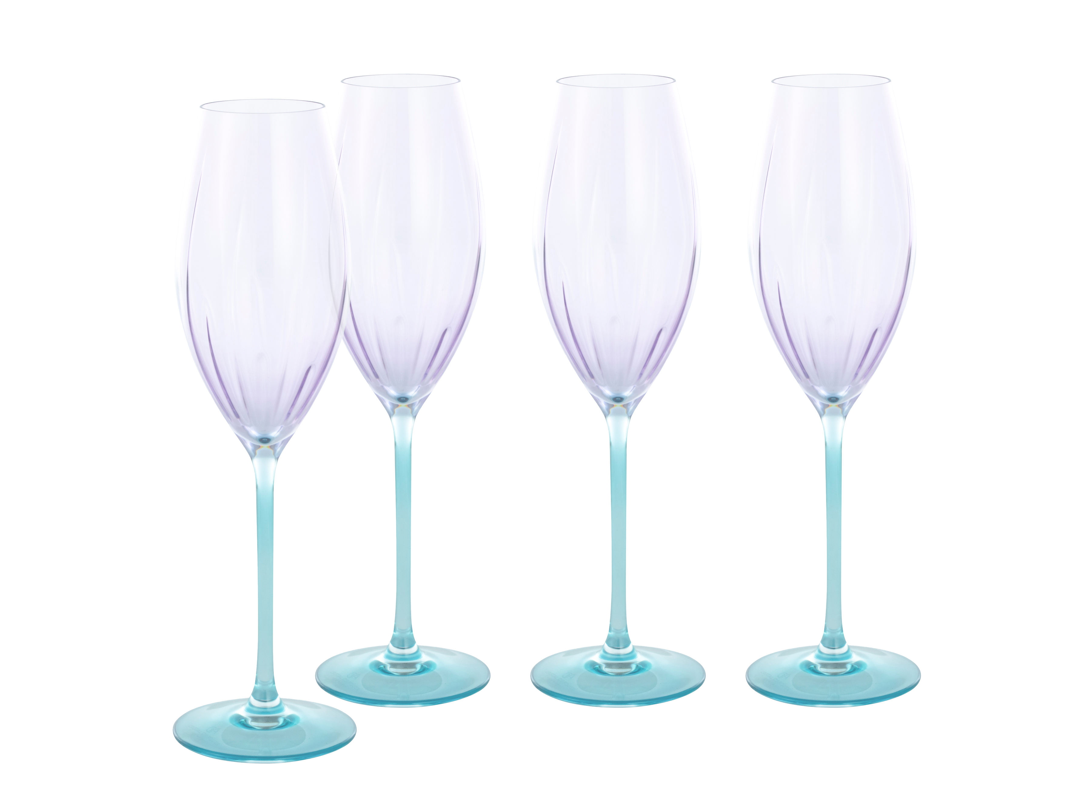 CreaTable Sektglas Swirly 4-tlg., Weinglas, Champagnerglas, 4er-Set, transparente Gläser, klarer Glas