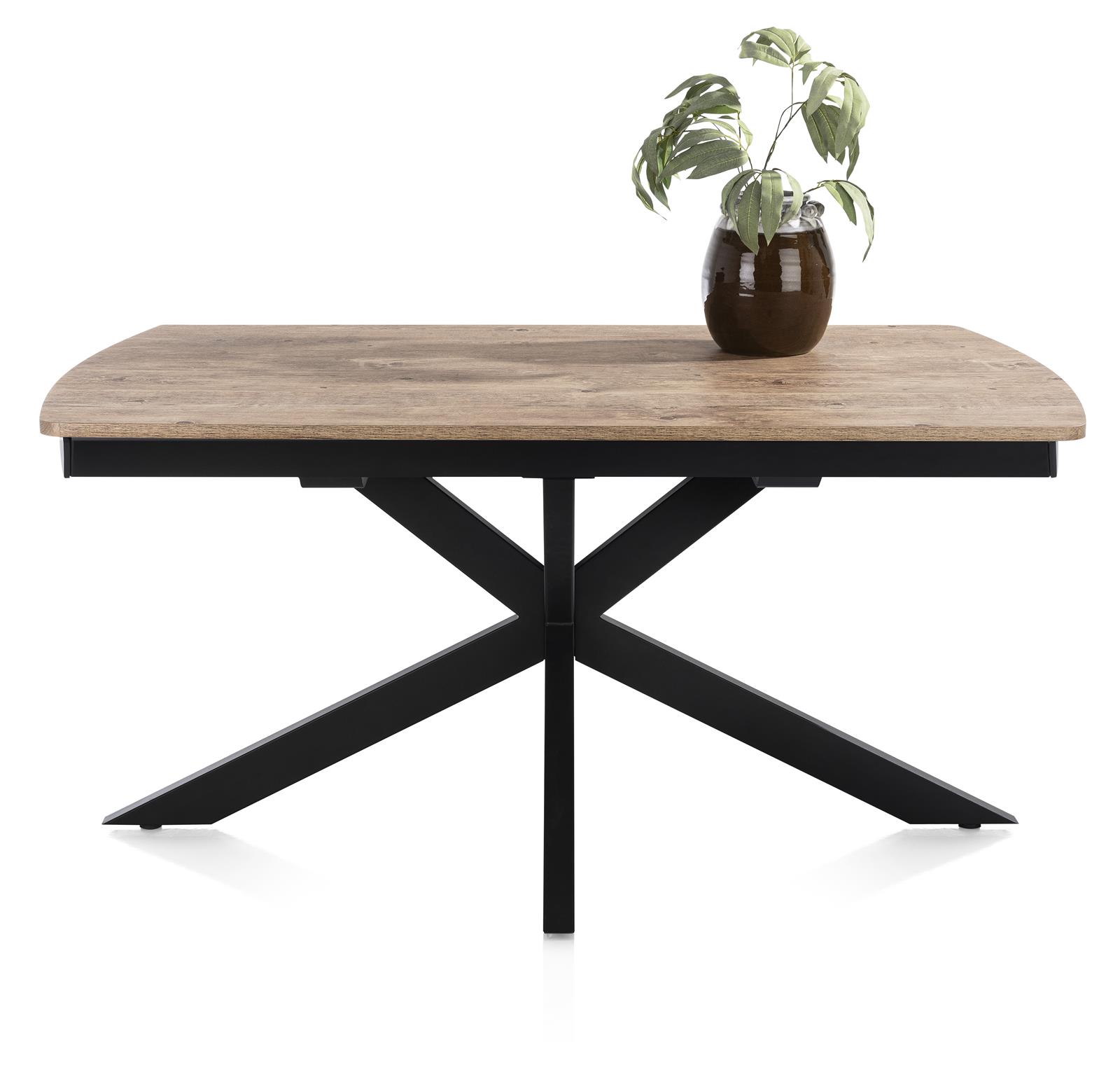 Henders & Hazel Ausziehtisch PAVALON 46783-BRN, Esstisch, Holzplatte, Metallgestell, Schwarz, runder Tisch