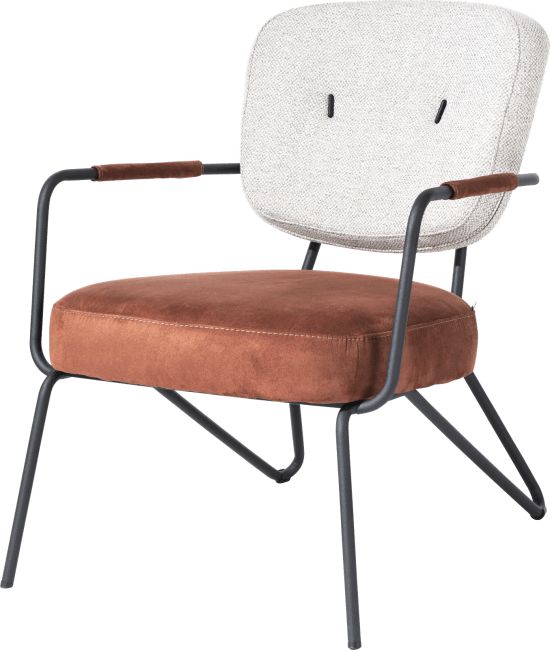 XOOON Sessel June in Stoffkombination Beige / Kupfer