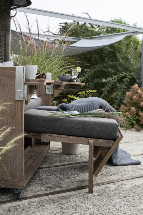 deVries Strandkorb TRENDY PURE in Greenline 175XL PE anthrazit weiß