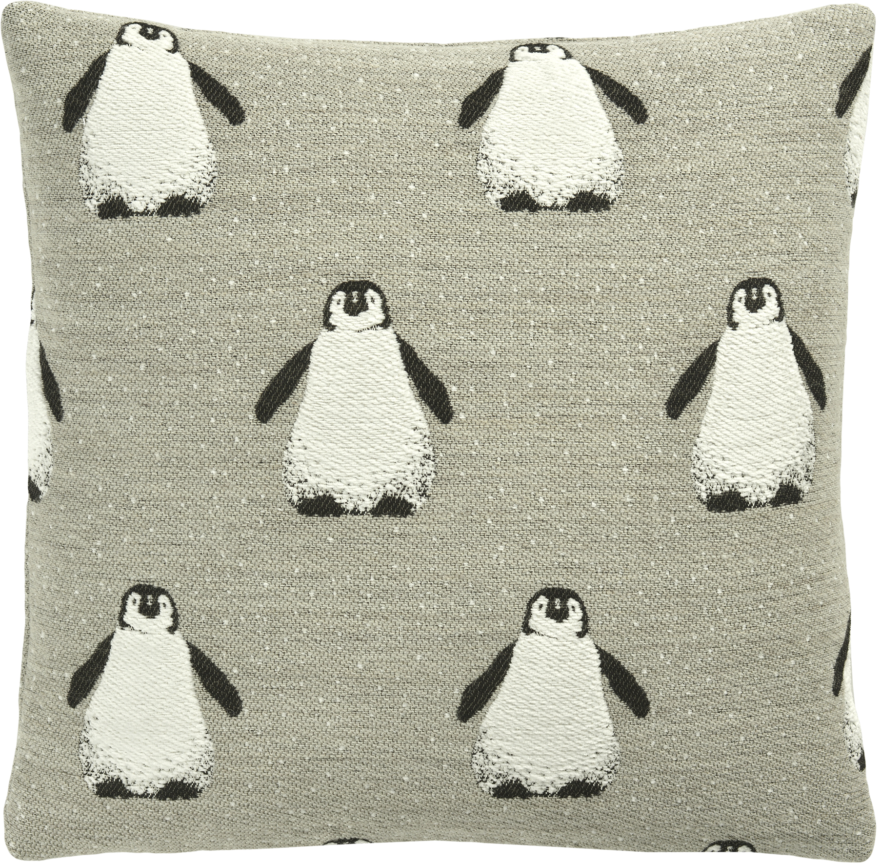 Sander Kissenhülle PING & FRIENDS ca. 40x40cm in Farbe rock, Kissen, Pinguin-Print, Wollkissen, Gesteppt, Grau