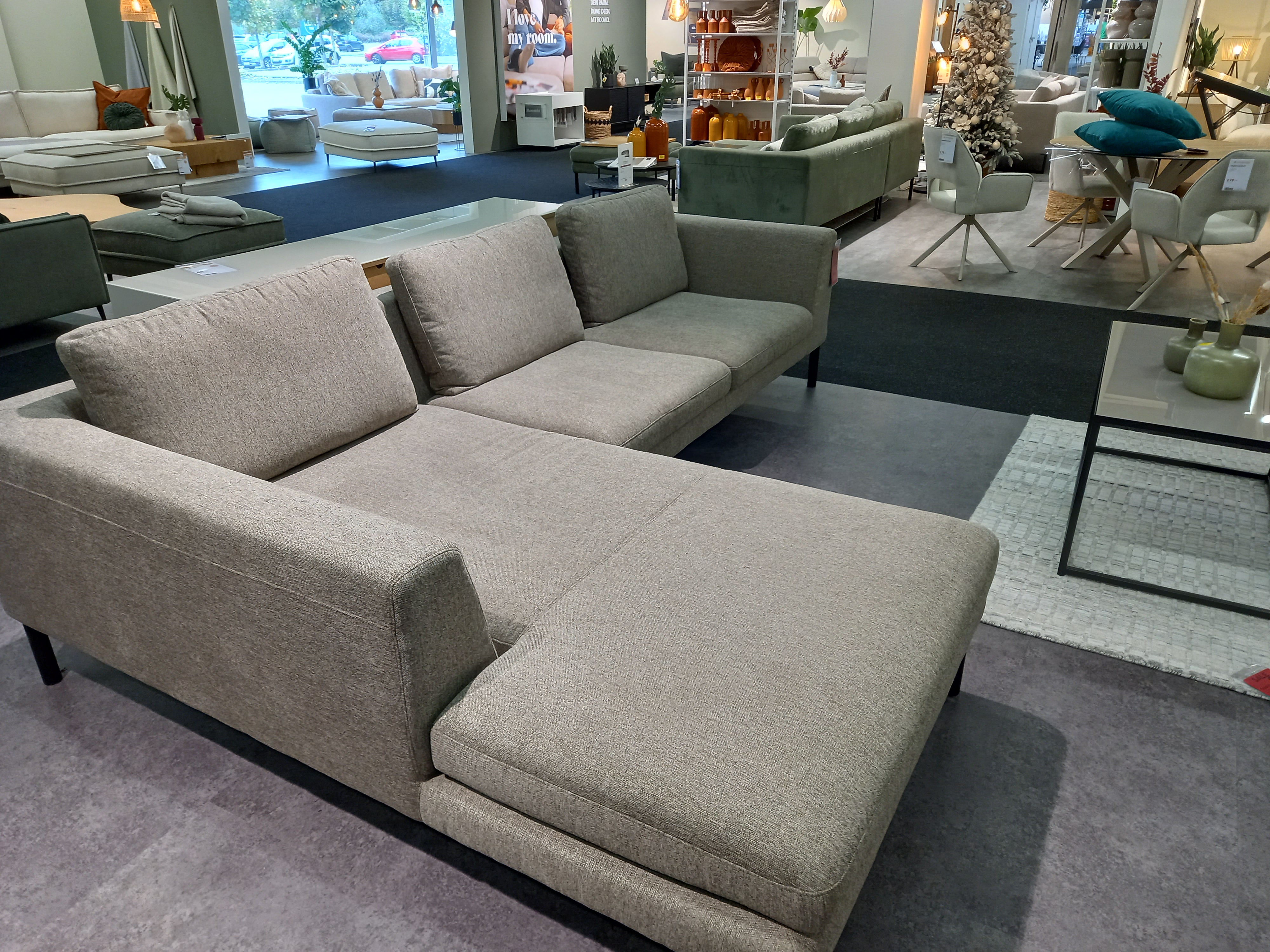 Roomio Polsterecke ROOMIO 4101 ca. 201x301cm in Stone, Ecksofa, Wohnlandschaft, Stoffbezug, beige-grau, Ottomane