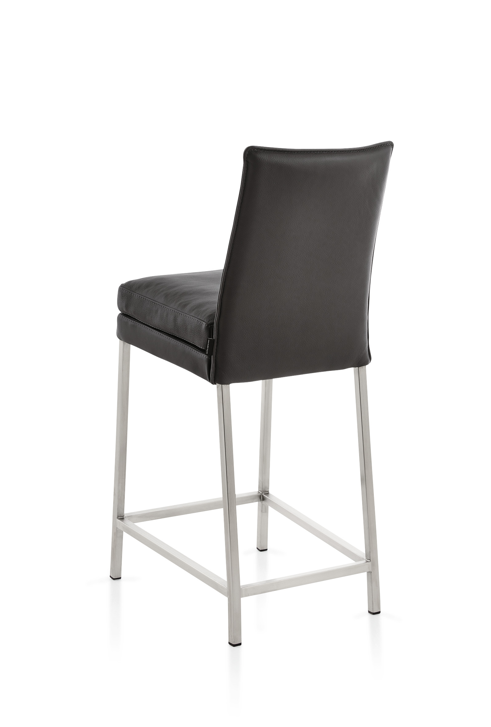 Musterring Bar-/Tresenhocker Helana, Leder Toledo anthrazit, Sitz mit Rhombo-Komfort-Sitzkissen, Gestell Edelstahl, Sitzhöhe ca. 70 cm