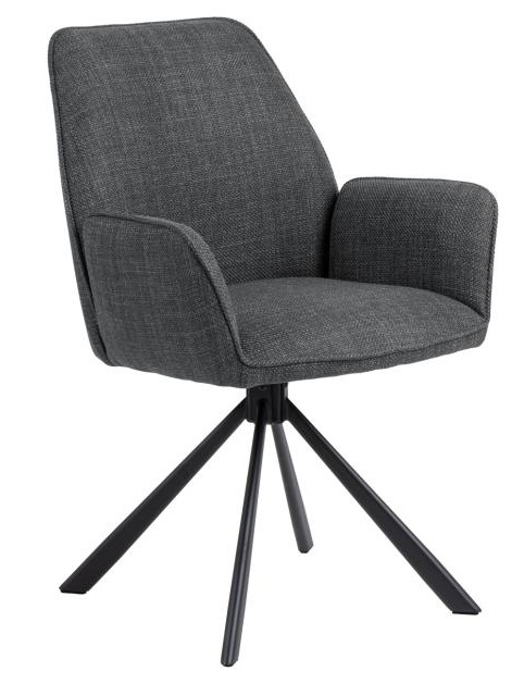 Esszimmerstuhl 4er-Set GLENDA in Stoff Basel 19 dunkelgrau, Moebel, Stuhl, Sessel