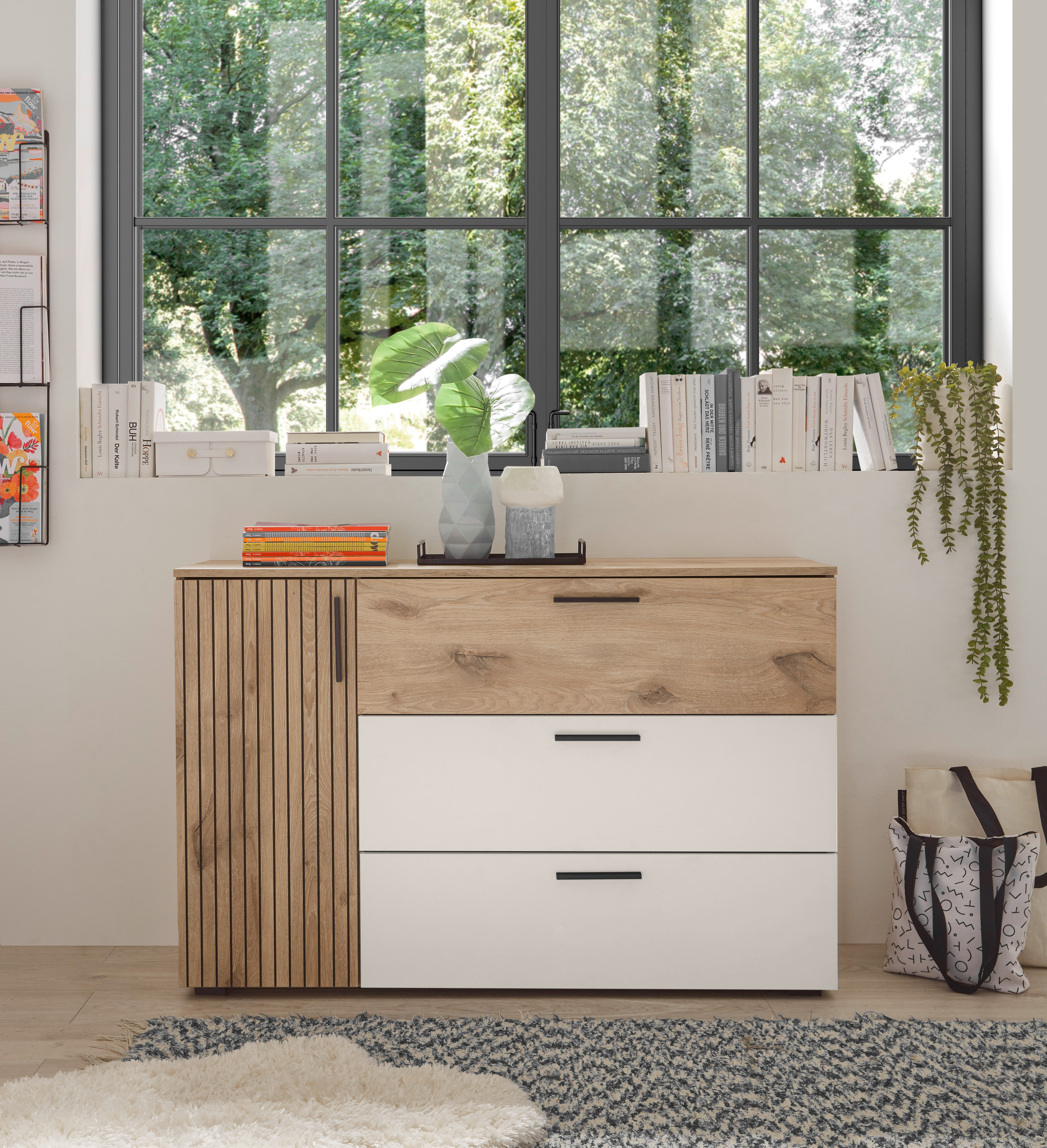 Kommode DARIA in Weiß Kommode in Viking oak hell/weiß