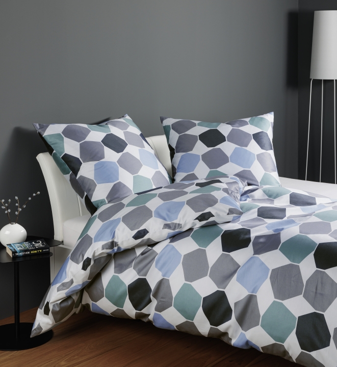 Janine Design Mako-Satin-Bettwäsche J. D. in 155x220cm,blau