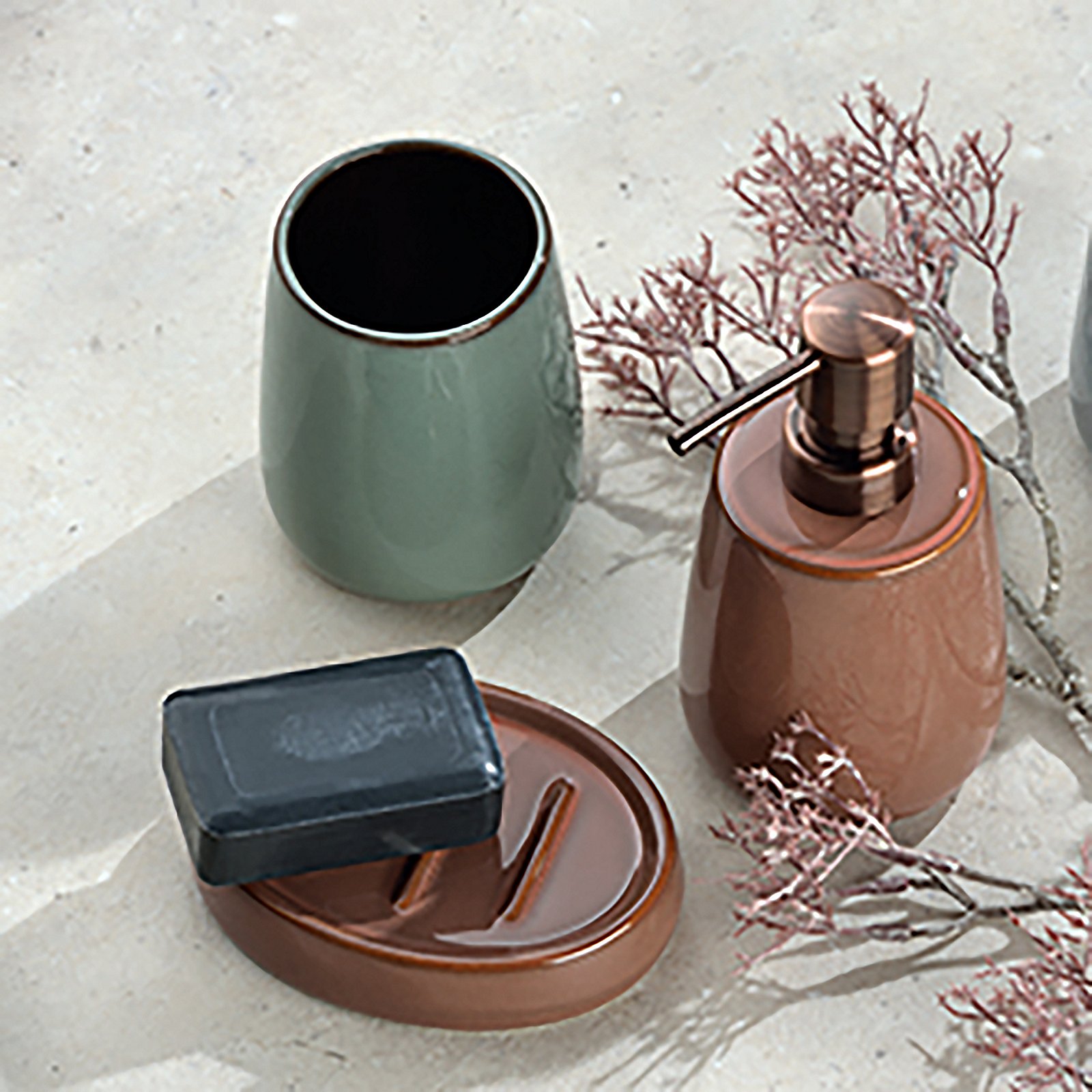 Kela Seifenschale Liana Keramik Sonstige, SOAP_DISPENSER, PUMP_BOTTLE, BROWNER, CERAMIC, ACCESSORY