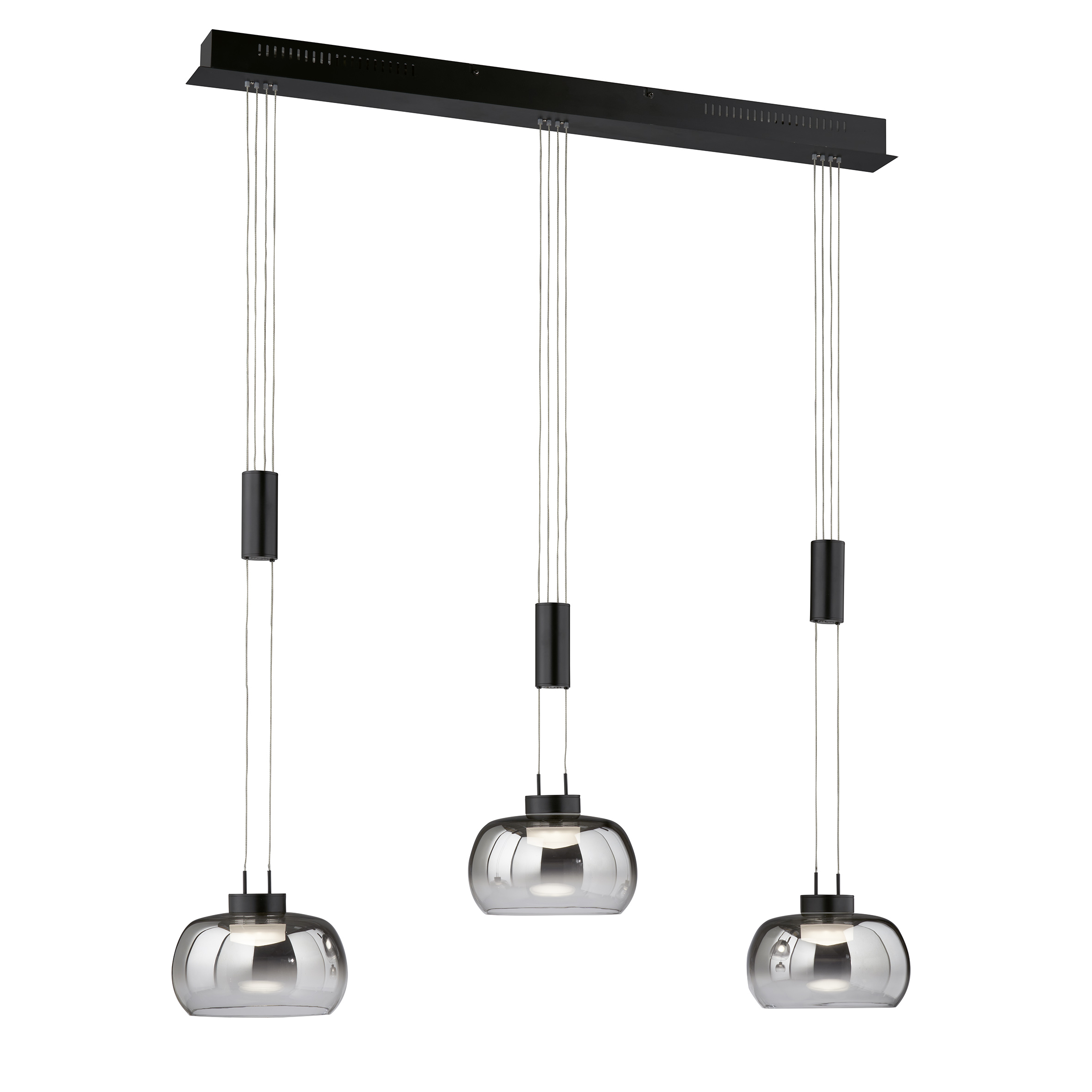 Fischer & Honsel LED-Pendelleuchte AROSA in Metall sandschwarz/Glas rauchfarbig