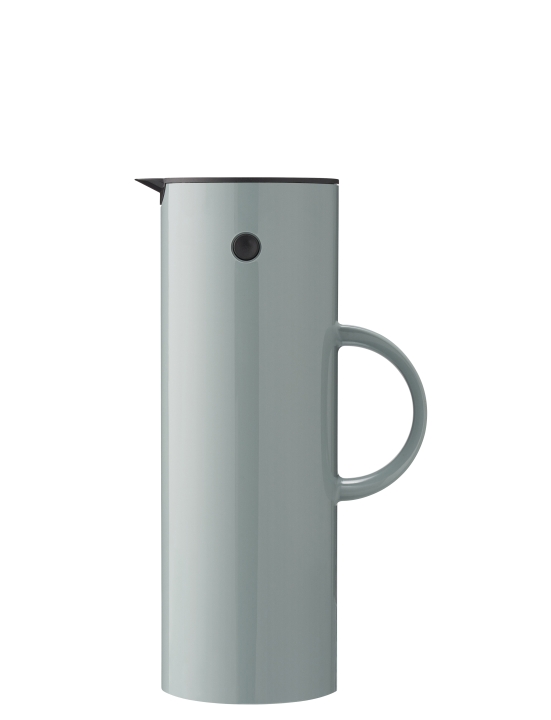 Stelton Isolierkanne EM77 1 Liter in Farbe dusty green, Kaffeekanne, Thermkanne, Graublau, Einwegspiegel, ausgeprägte Kante