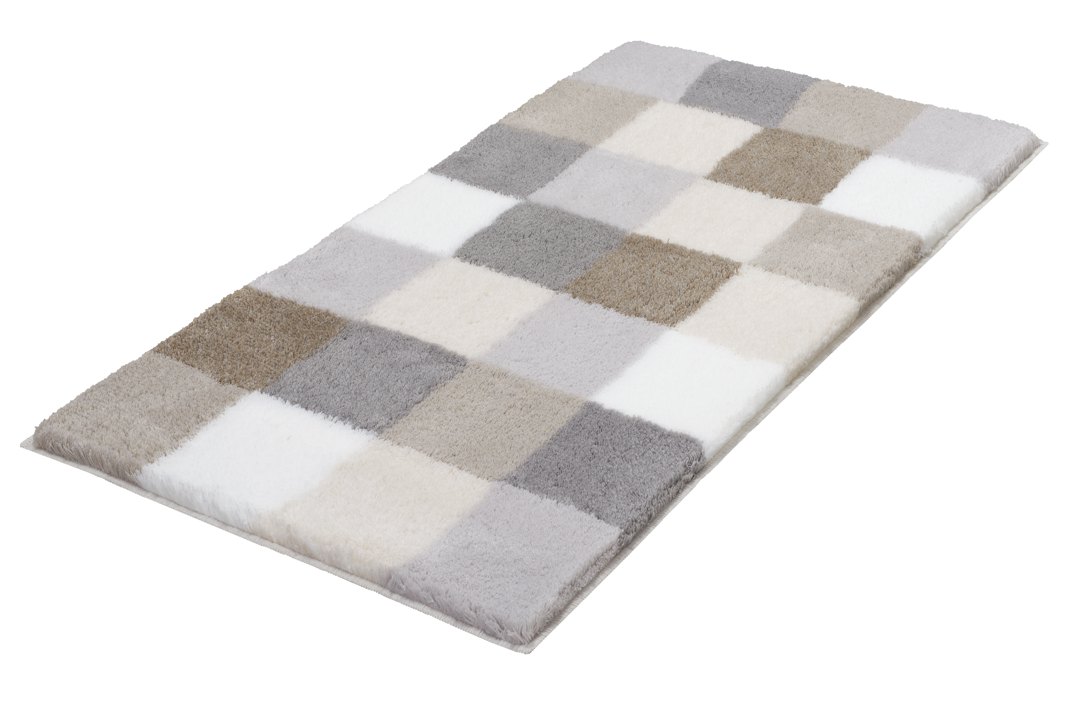 Kleine Wolke Badteppich CARO ca. 70x120cm in Farbe Kaschmir Kleine Wolke Badteppich CARO ca. 70x120cm in Farbe Kaschmir, Teppich, Shaggy, Karo, Mehrfarbig, Wohnzimmer