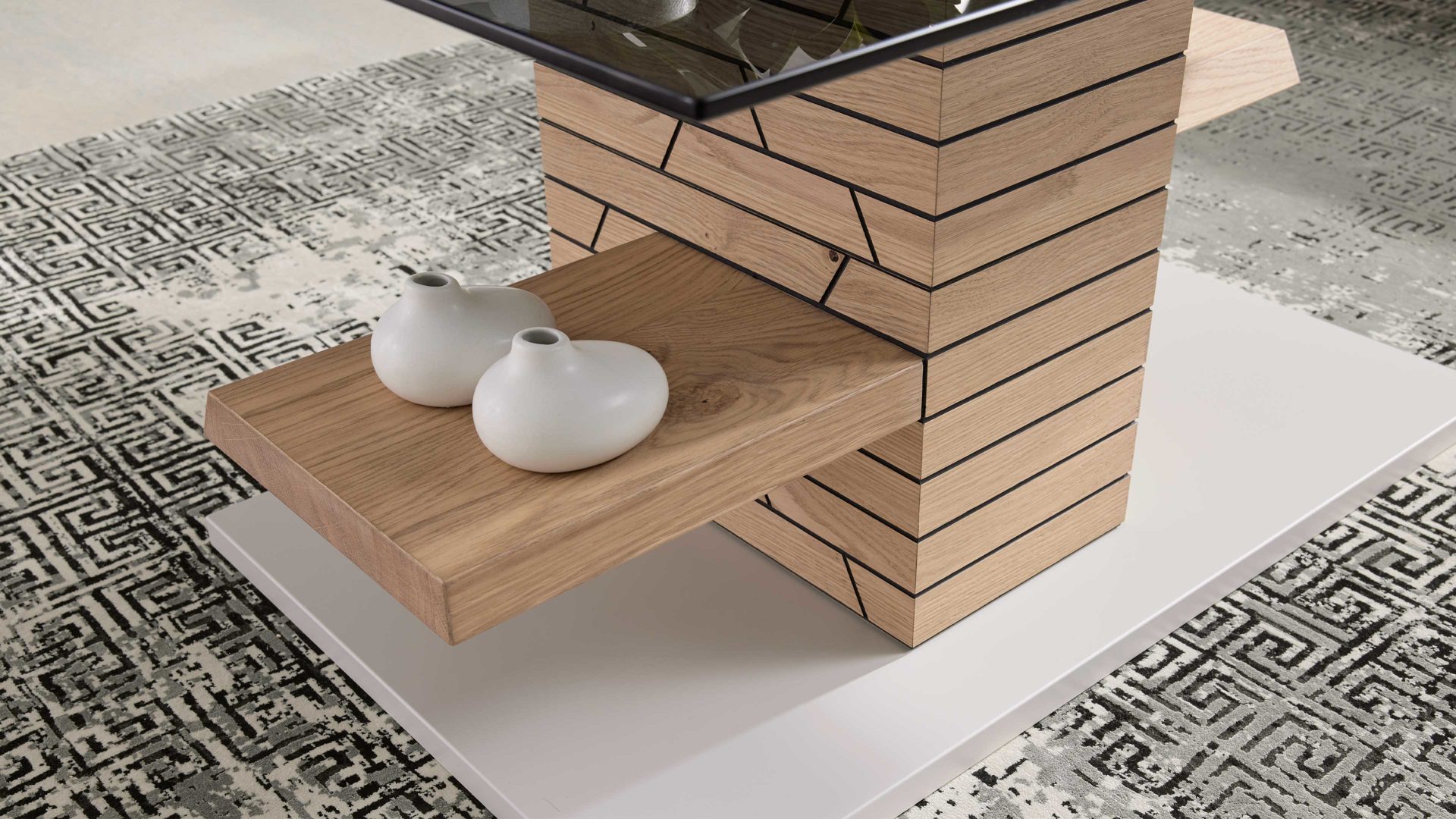 Interliving Couchtisch 2108 ca. 110x46x70cm in lichtgrau/Hirnholz
