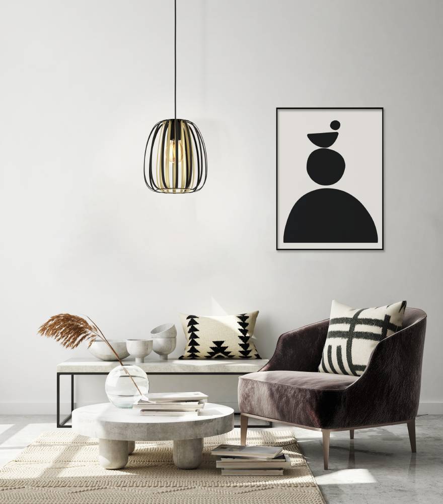 Eglo Leuchten Hängeleuchte ENCINITOS in schwarz, gold, Dekoration für Zuhause, Lampe, Stuhl, Mobiliar, Tabelle