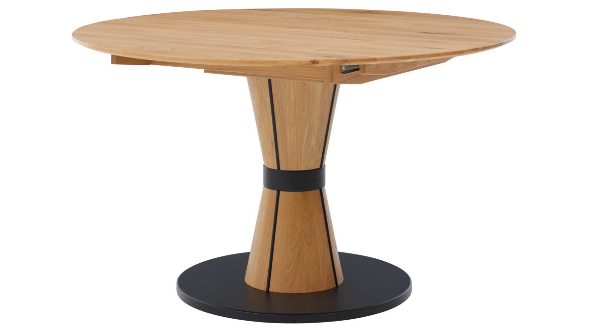 Interliving Esstisch IL 5102 Ø ca. 130cm in Wildeiche massiv geölt/Schwarz