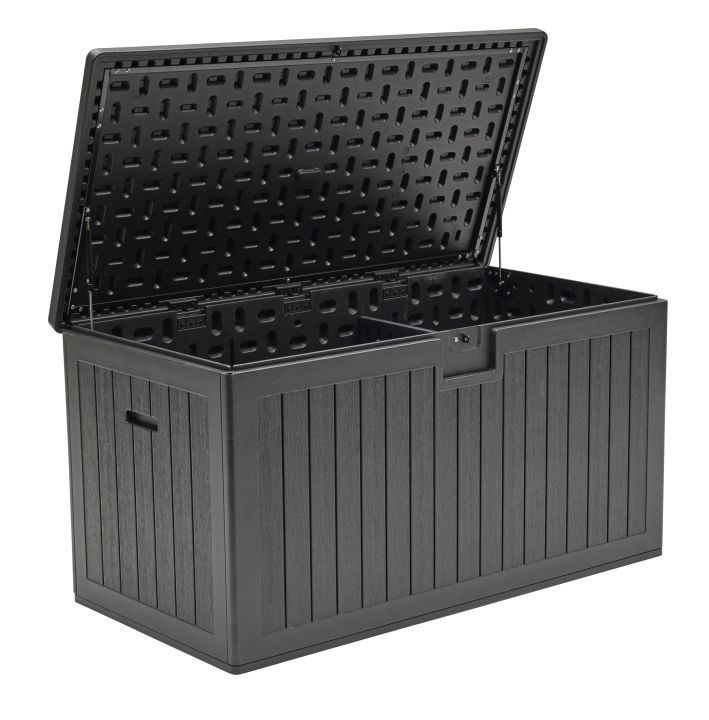 L.C. Wholesaler Aufbewahrungsbox VELIO in Farbe Schwarz mit Holzmaserung, Kiste