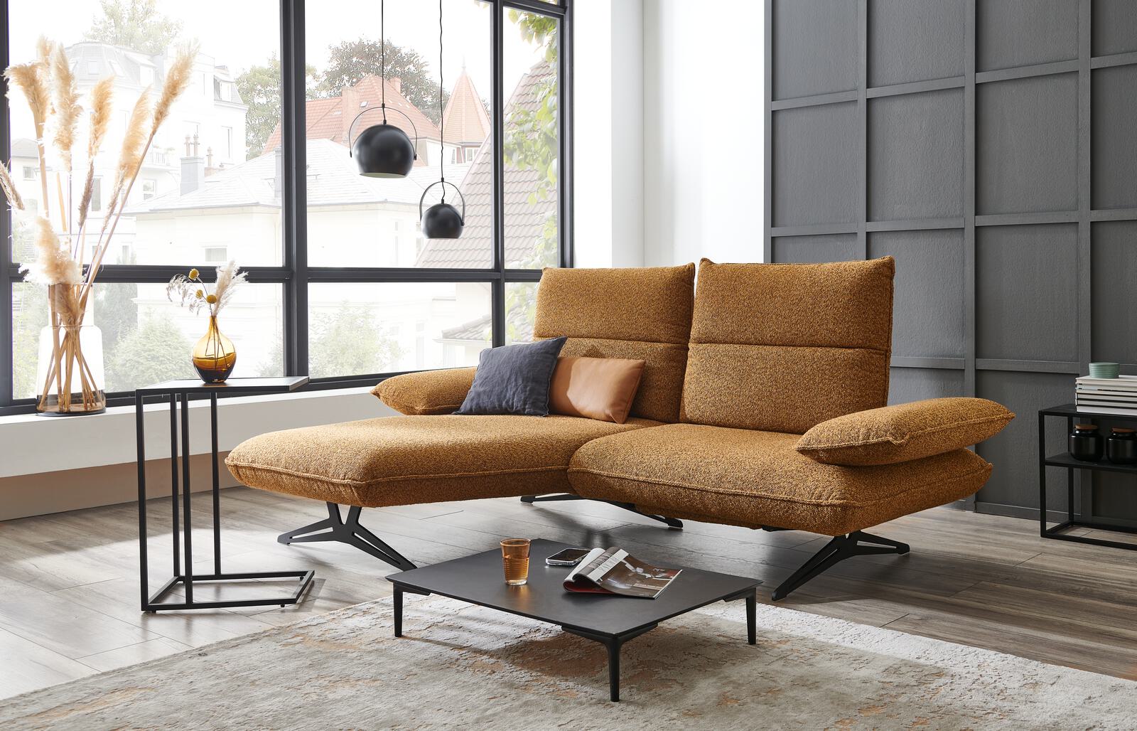 Koinor Eckkombination CAIO ca. 160x230 cm in Stoff Intense hellbraun, Sofa, Wohnzimmer, Sesselkombination, Grau, Kuschelkissen