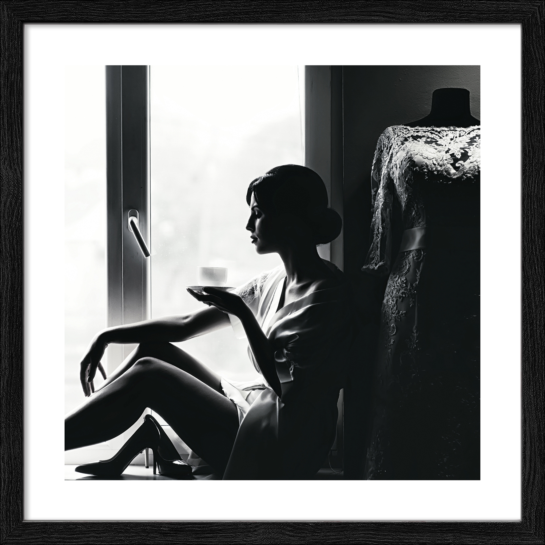 PRO ART Framed-Art Slim Scandic 33x33cm Lady drinking Coffee