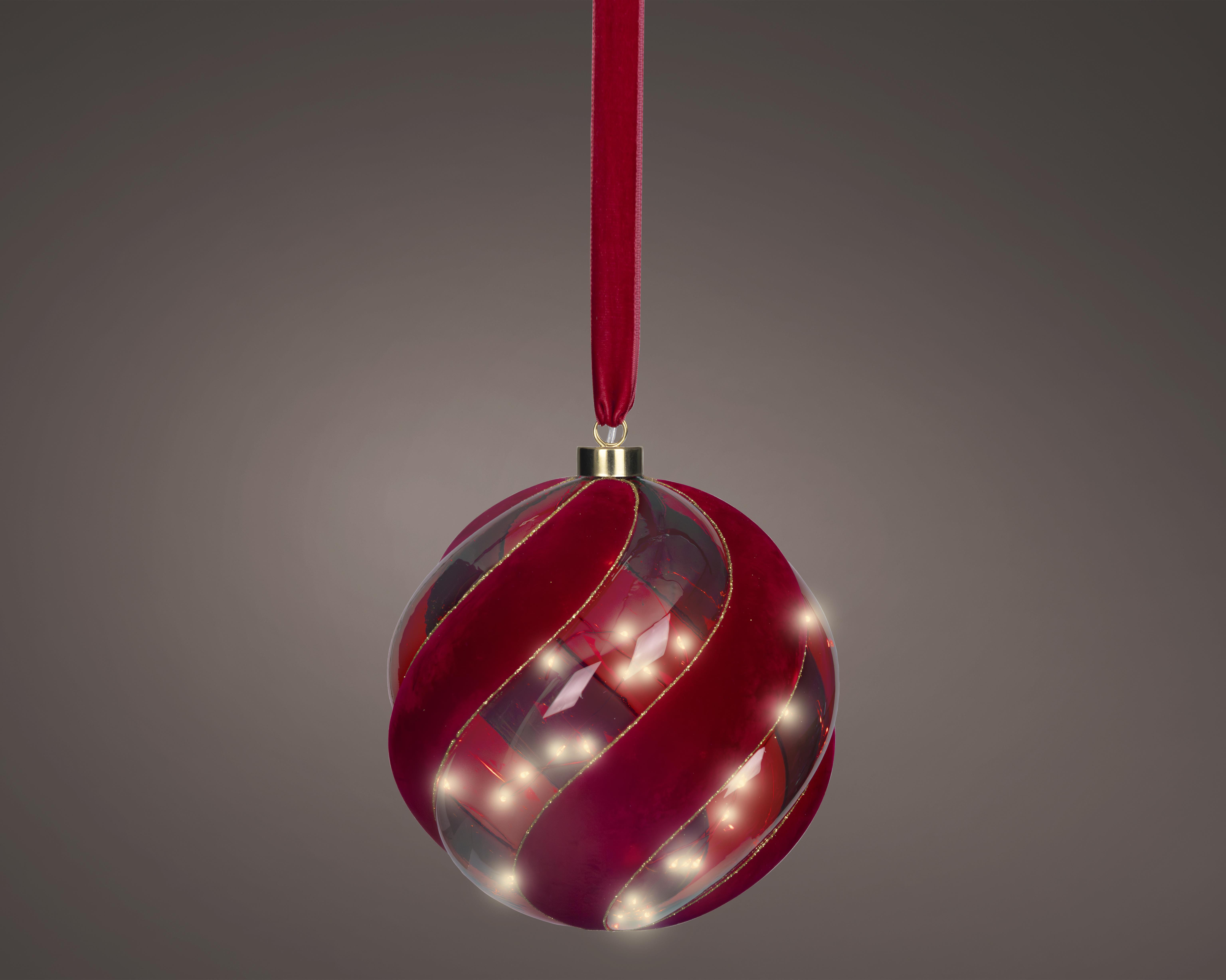 Kaemingk Micro LED Kugel 489444 , D20 cm in Rot/Weiß, Dauerbetrieb indoor, Zubehor, Beleuchtung