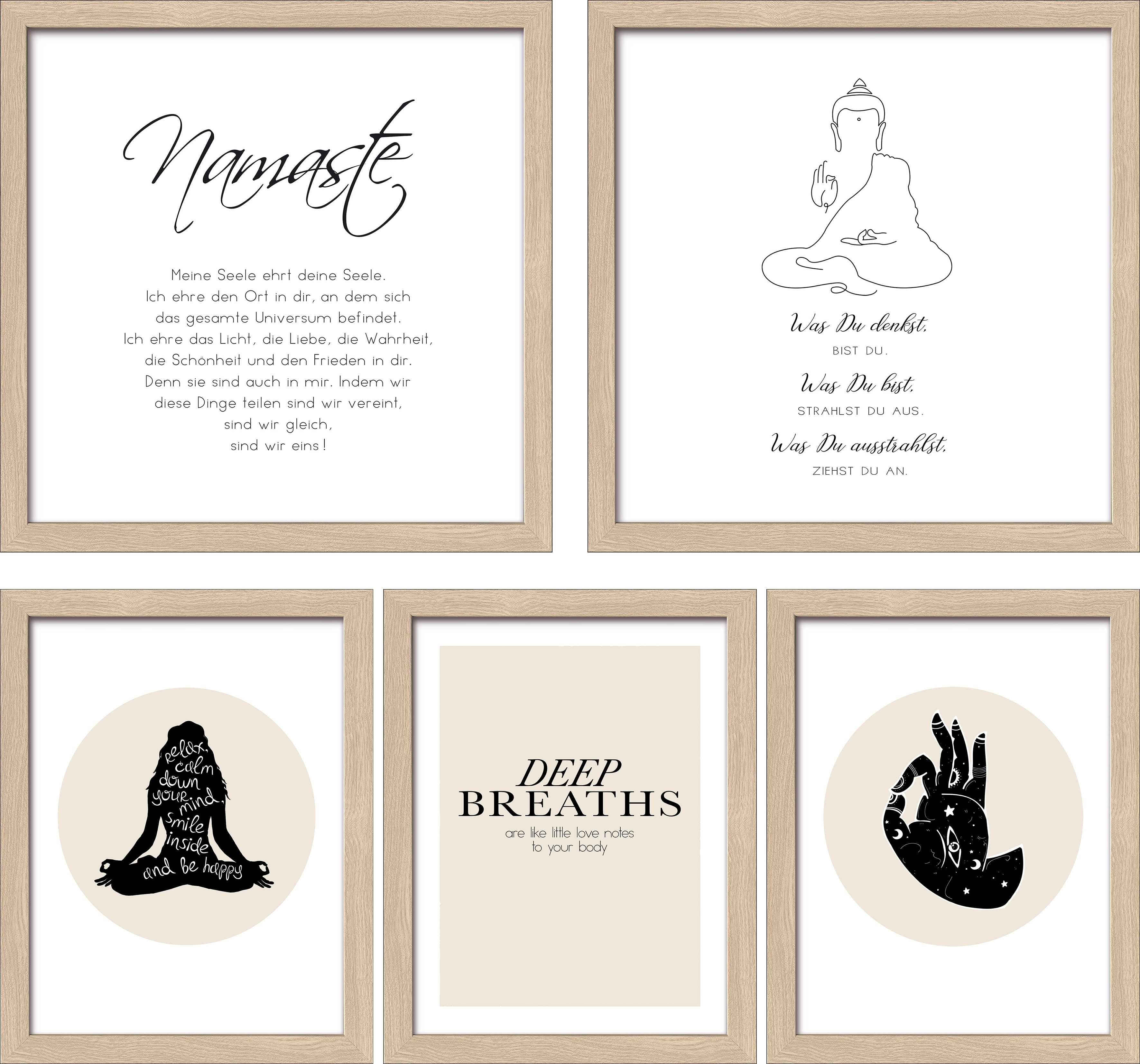 ProArt Framed-Art Slim Scandic 5-Teiler Namaste II
